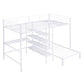 Full Over Twin Metal Bunk Bed with Built-in Desk, Shelves and Ladder, White