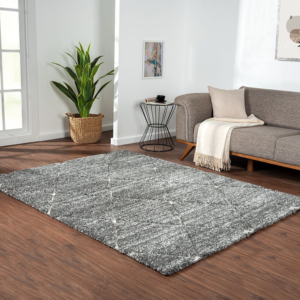 Sophie - Talas Trellis 5' x 7' Area Rug in Gray and Cream - Gray/Cream