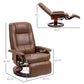 Faux Leather Manual Recliner, Adjustable Swivel Lounge Chair with Footrest, Armrest and Wrapped Wood Base for Living Room, Brown