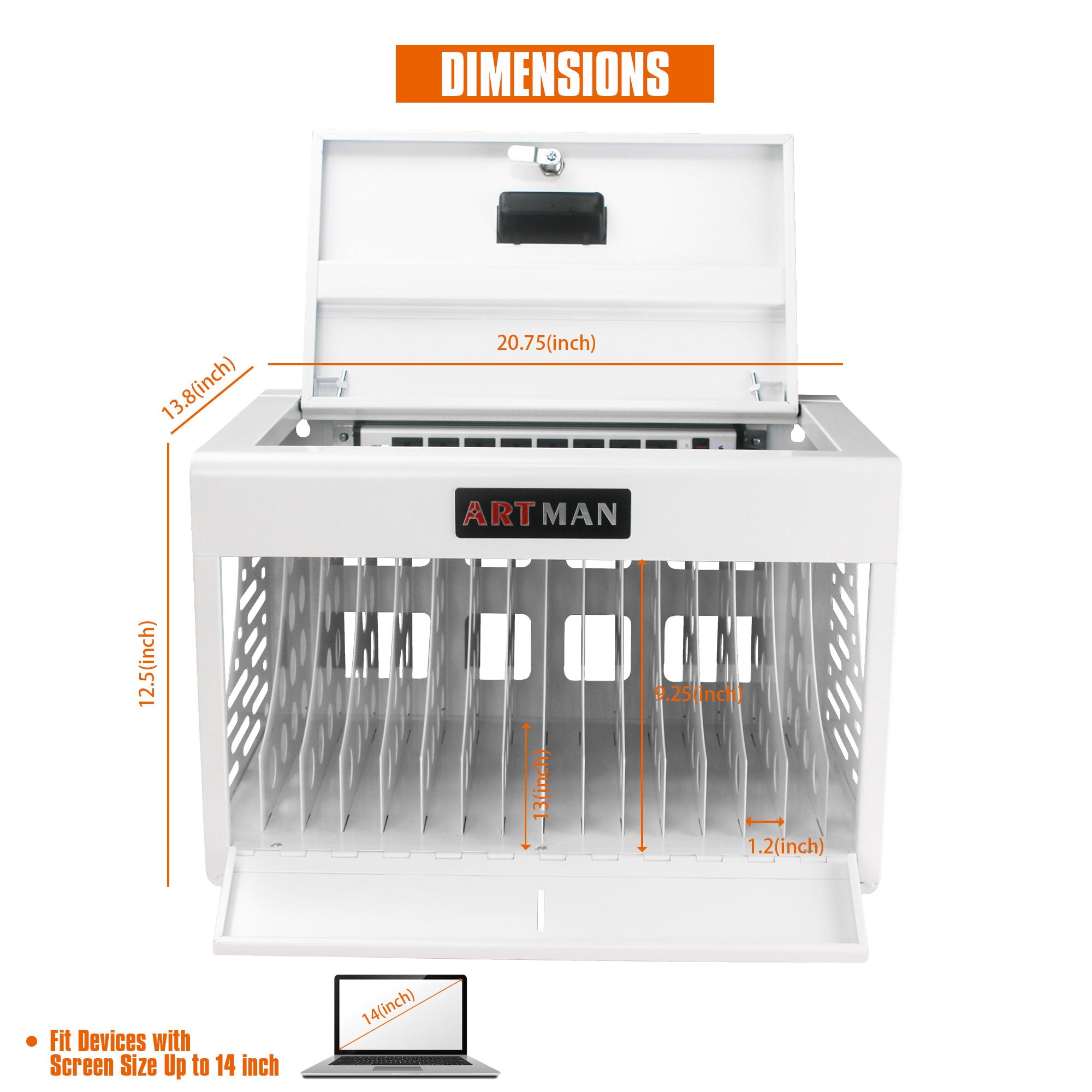 16 Bay Charging Cabinet For Laptop book, Locking Charging Station