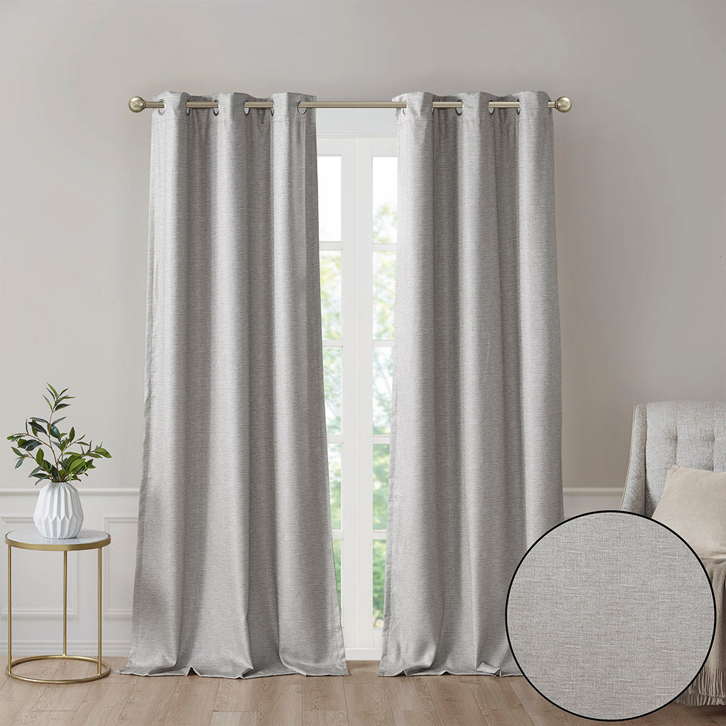 Tonal Printed Faux Silk Total Blackout Curtain Panel Pair