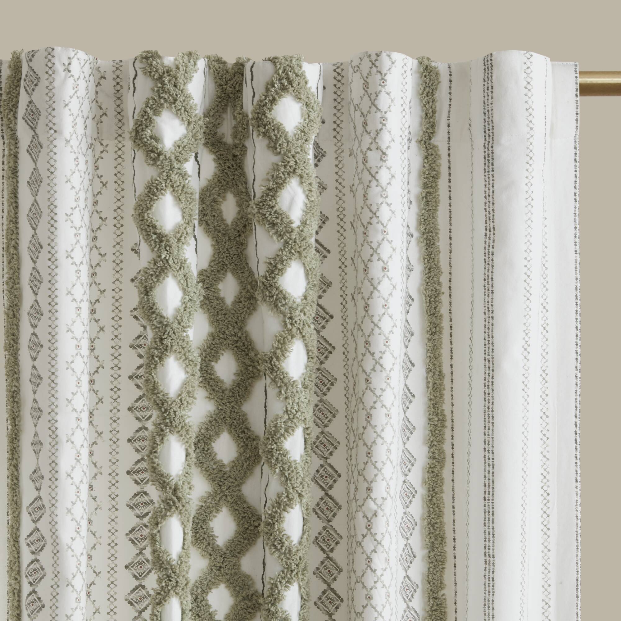 Imani - 50x84" Printed Curtain Panel With Stripe And Lining - Green