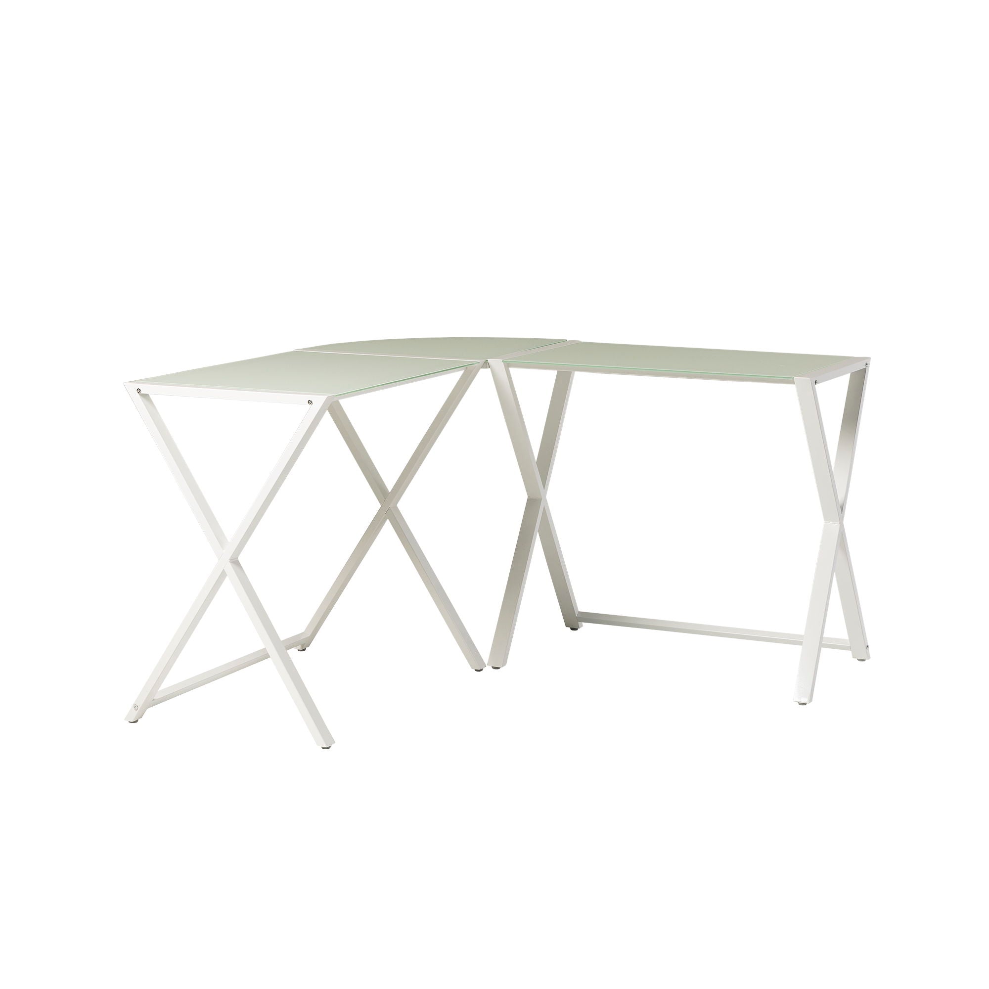 Modern X Leg L Shaped Computer Desk - White