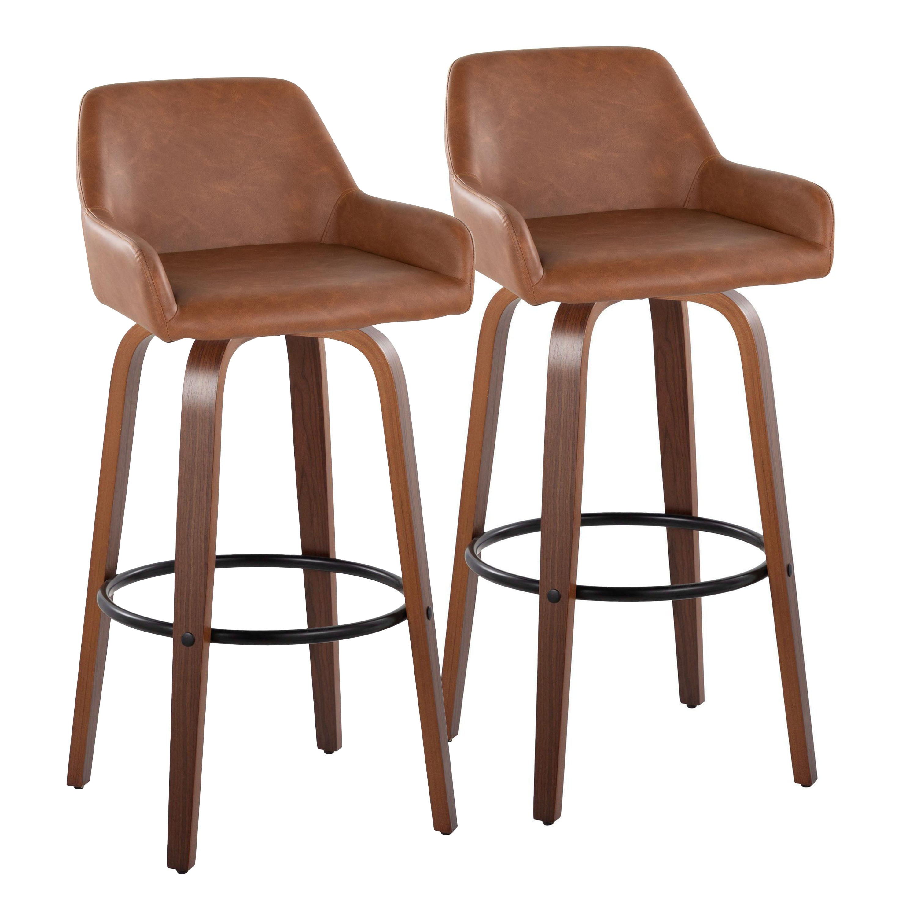 Daniella - Contemporary Fixed Height, Barstool & Swivel And Round Footrest (Set of 2)