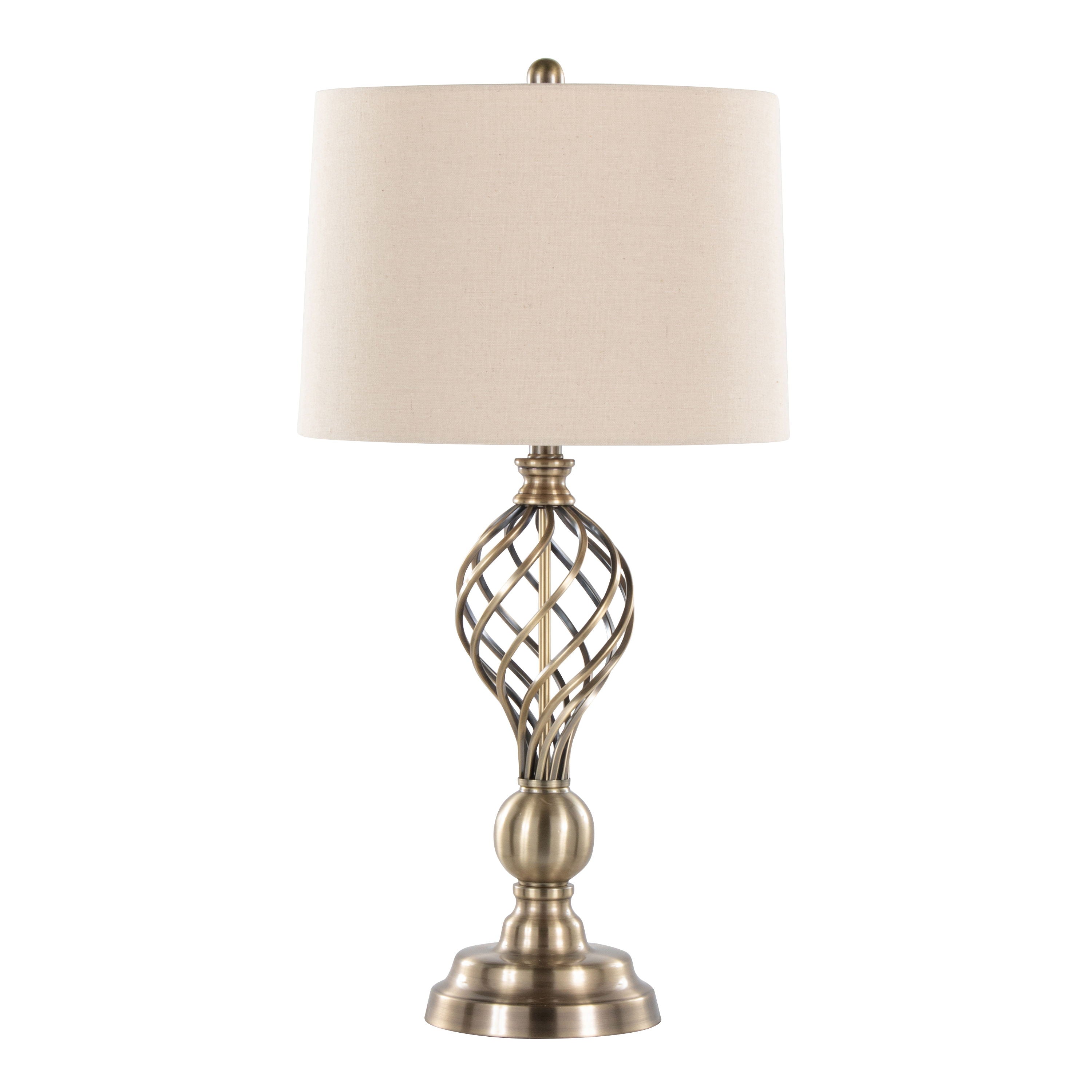 Linx - Twist Contemporary Table Lamp (Set of 2) - Antique Soft Brass / White