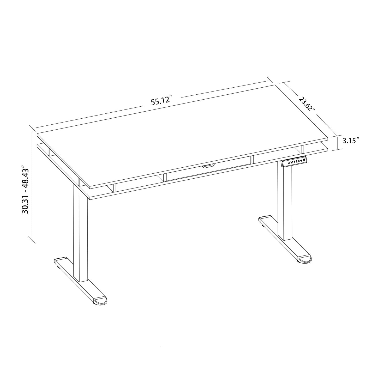 Tobacco Wood Lift table, Electrical Adjustable Table  for Office or Home Work, Black