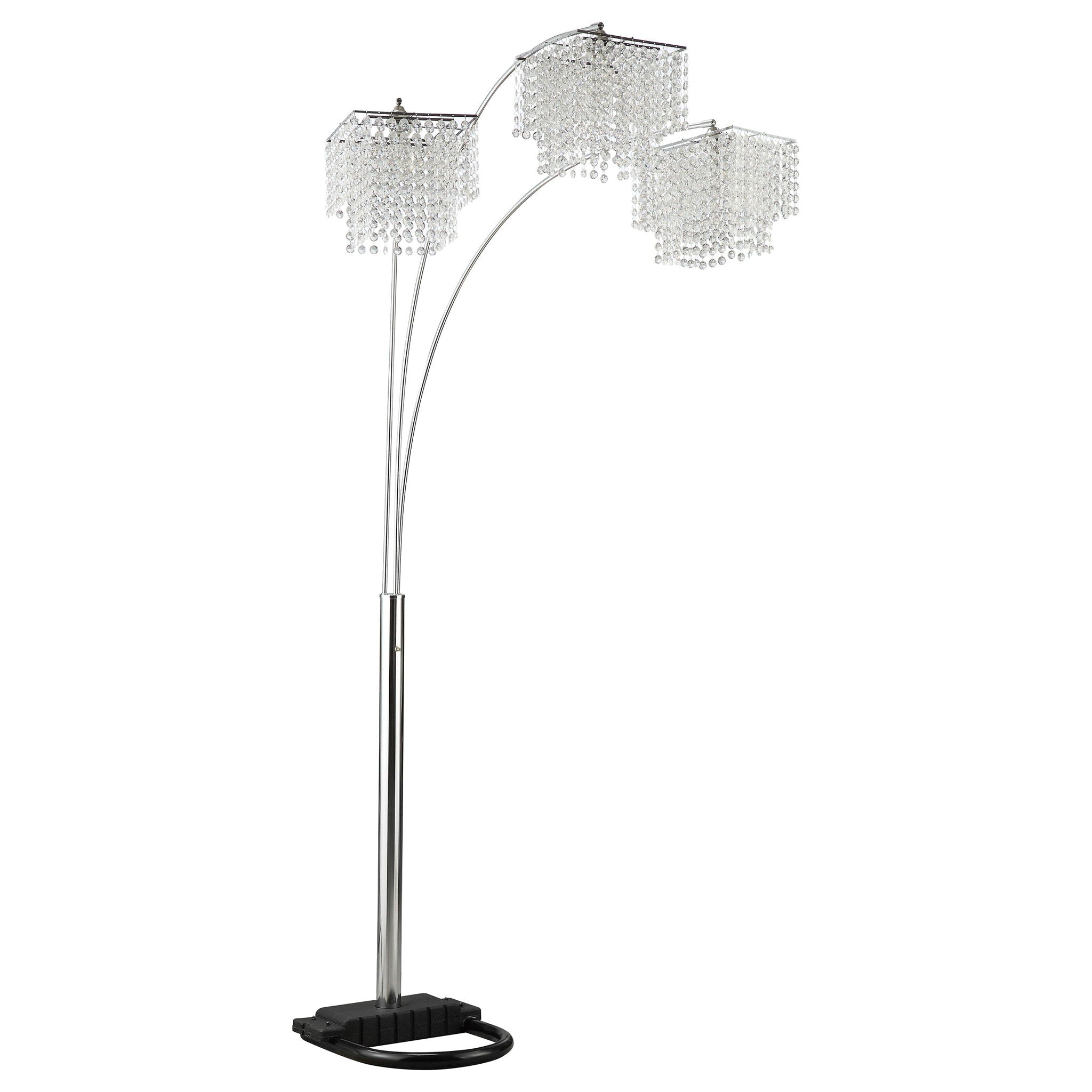 Bali - Shores Hanging Crystal Arc Floor Lamp Floor Lamp - Chrome