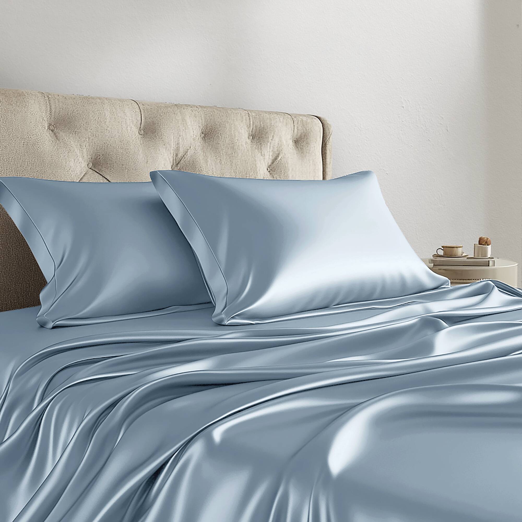 Satin - 4 Piece Twin Luxury Sheet Set - Blue