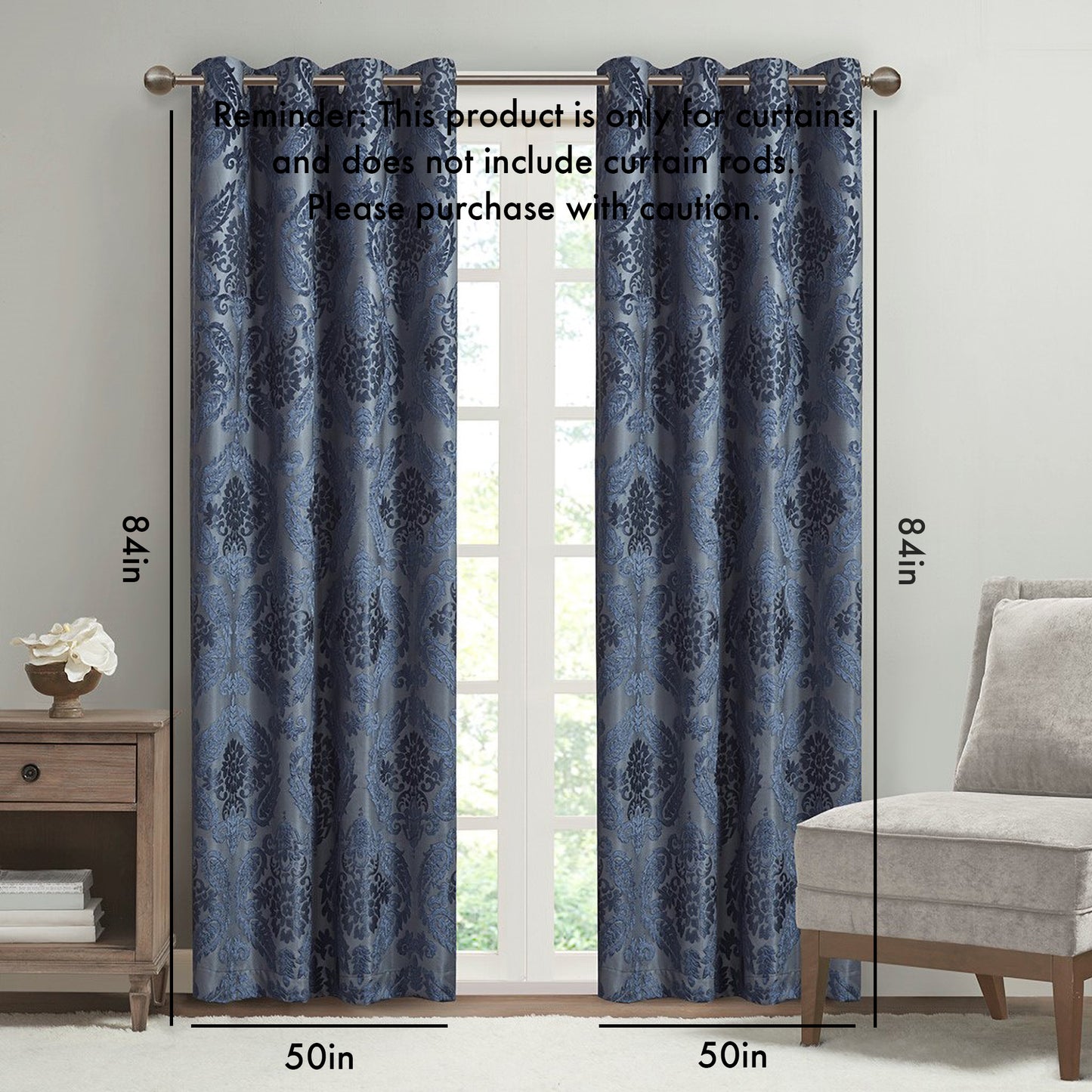 Knitted Jacquard Paisley Total Blackout Grommet Top Curtain Panel