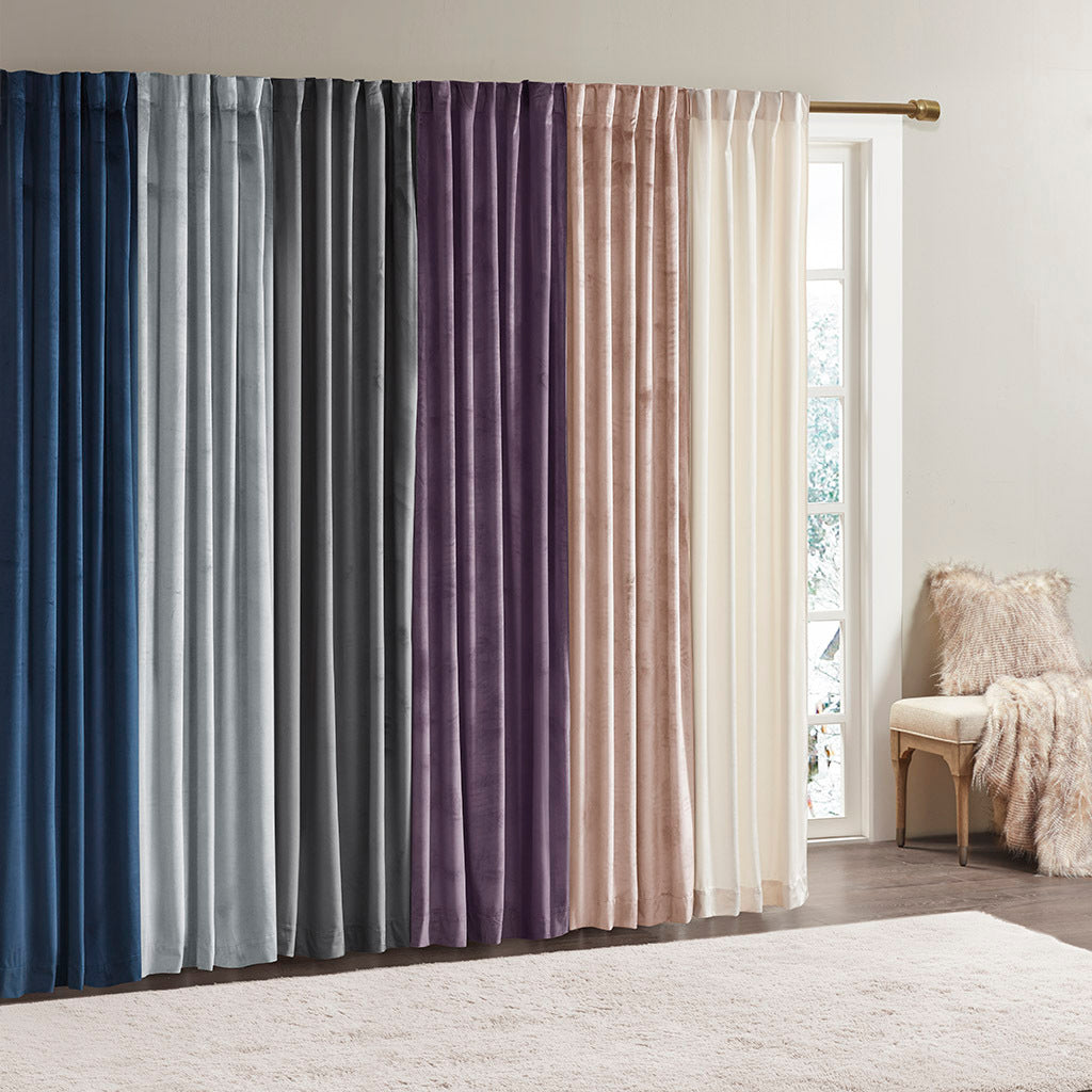 Room Darkening Poly Velvet Rod Pocket/Back Tab Curtain Panel Pair