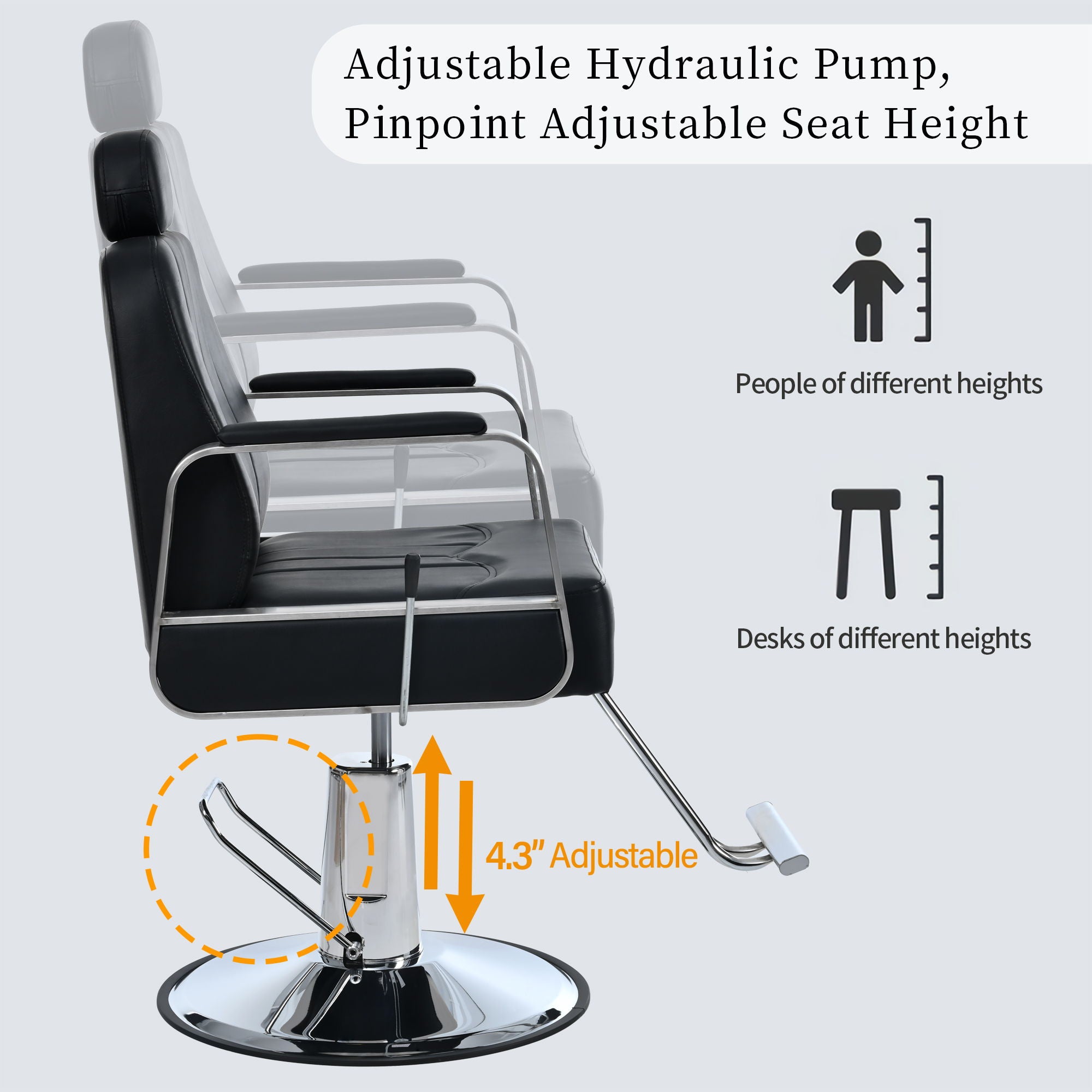 Premium Reclining Barber Chair Salon Chair For Hair Stylist With Heavy Duty Hydraulic Pump, 360° Rotation, Tattoo Chair Shampoo Beauty Salon Equipment, Max Load Weight 400 Lbs