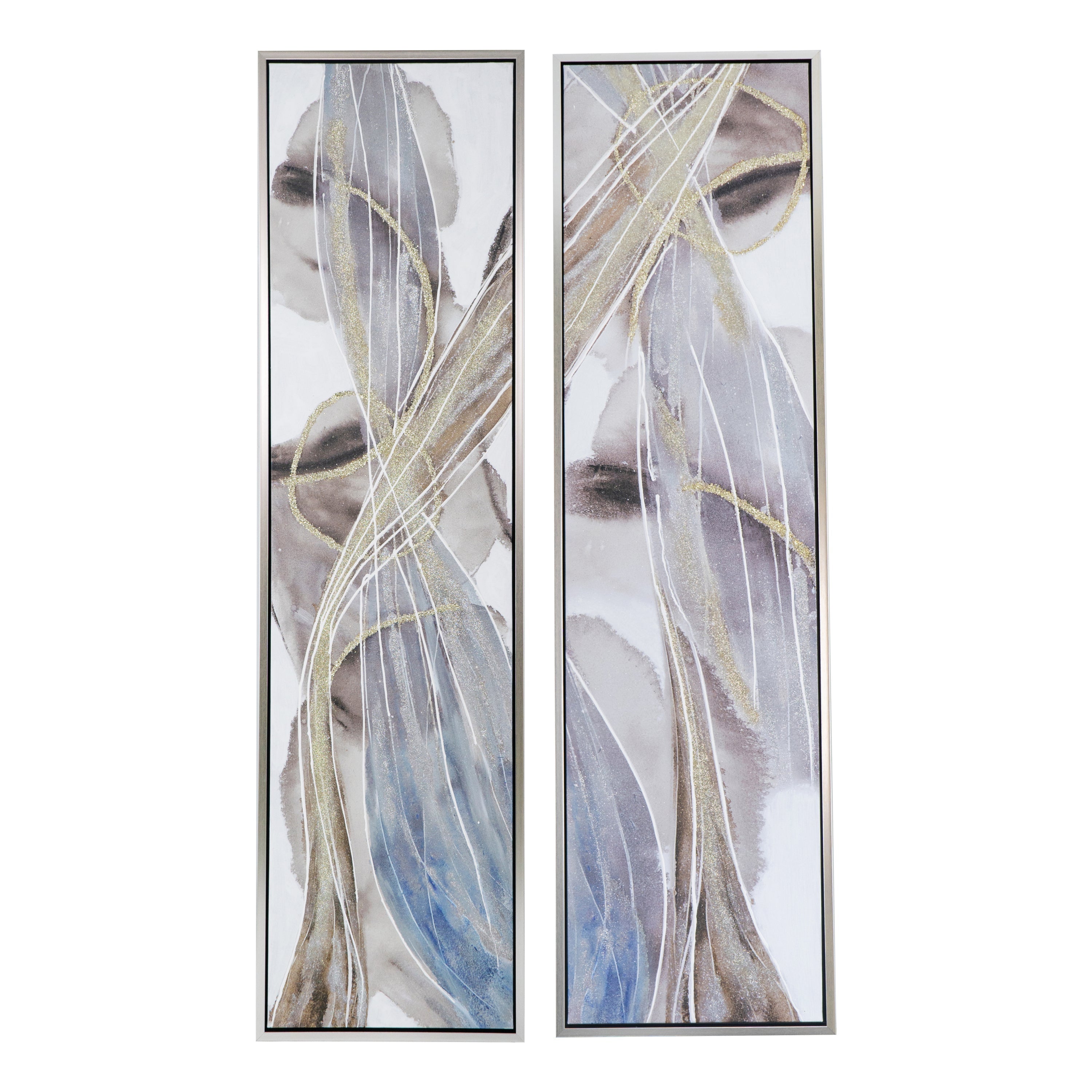 Set of 2 Elongated Modern Abstract Oil Paintings, Wall Art  for Living Room Dining Room  Bedroom  Office Entryway, 20" x 71"