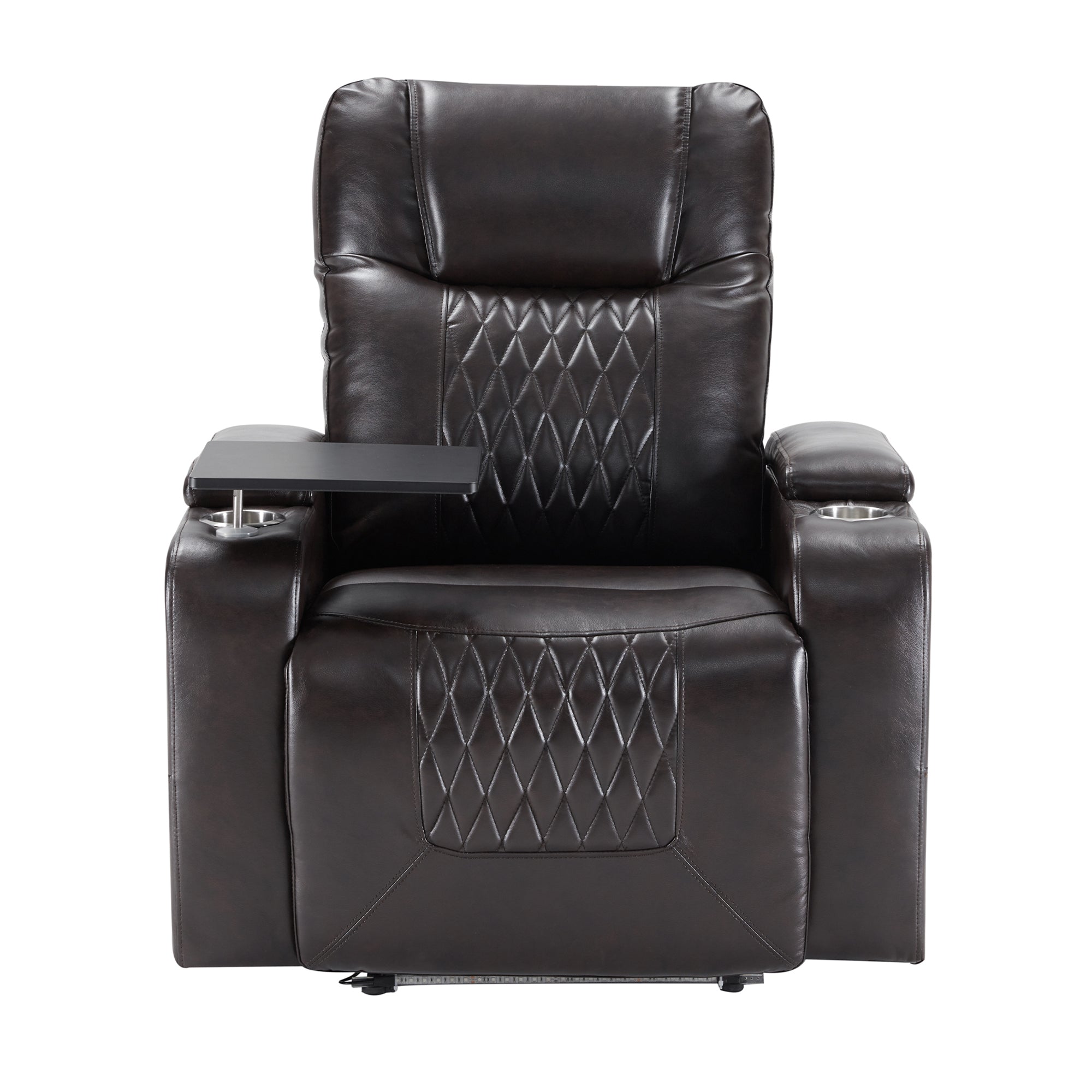 Power Motion Recliner with USB Charging Port and Hidden Arm Storage 2 Convenient Cup Holders Design and 360° Swivel Tray Table,Black(old sku: SG000630AAB)