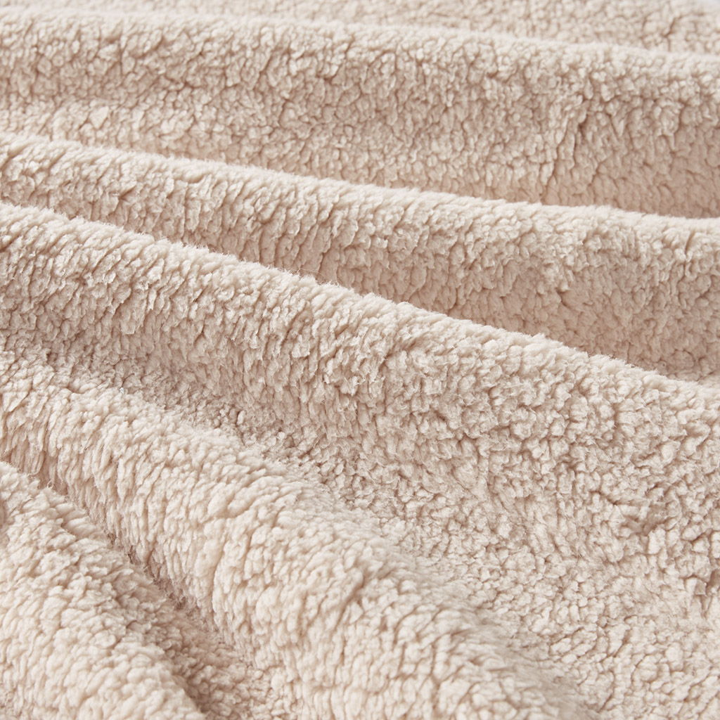 Mira - Crushed Velvet Sherpa Reversible King Comforter Set - Blush