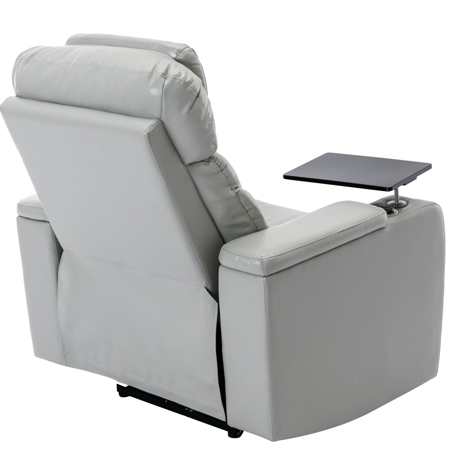 Power Motion Recliner with USB Charging Port and Hidden Arm Storage, Home Theater Seating with Convenient Cup Holder Design ,and stereo(light grey)