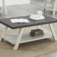 Athens Contemporary Two-Tone Wood Shelf Coffee Table in Weathered Charcoal and Beige