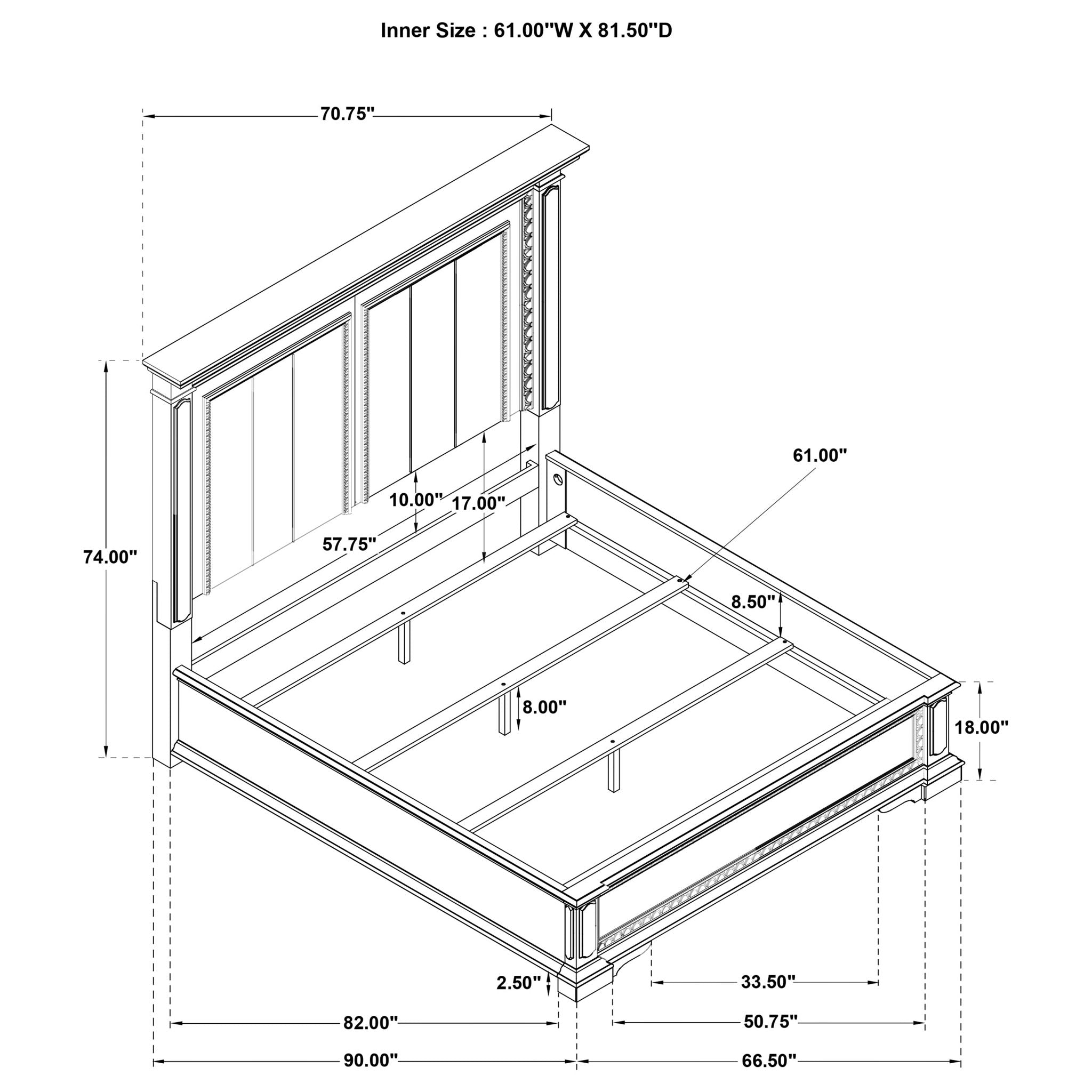 LED Light Panel Bed With Traditional Design