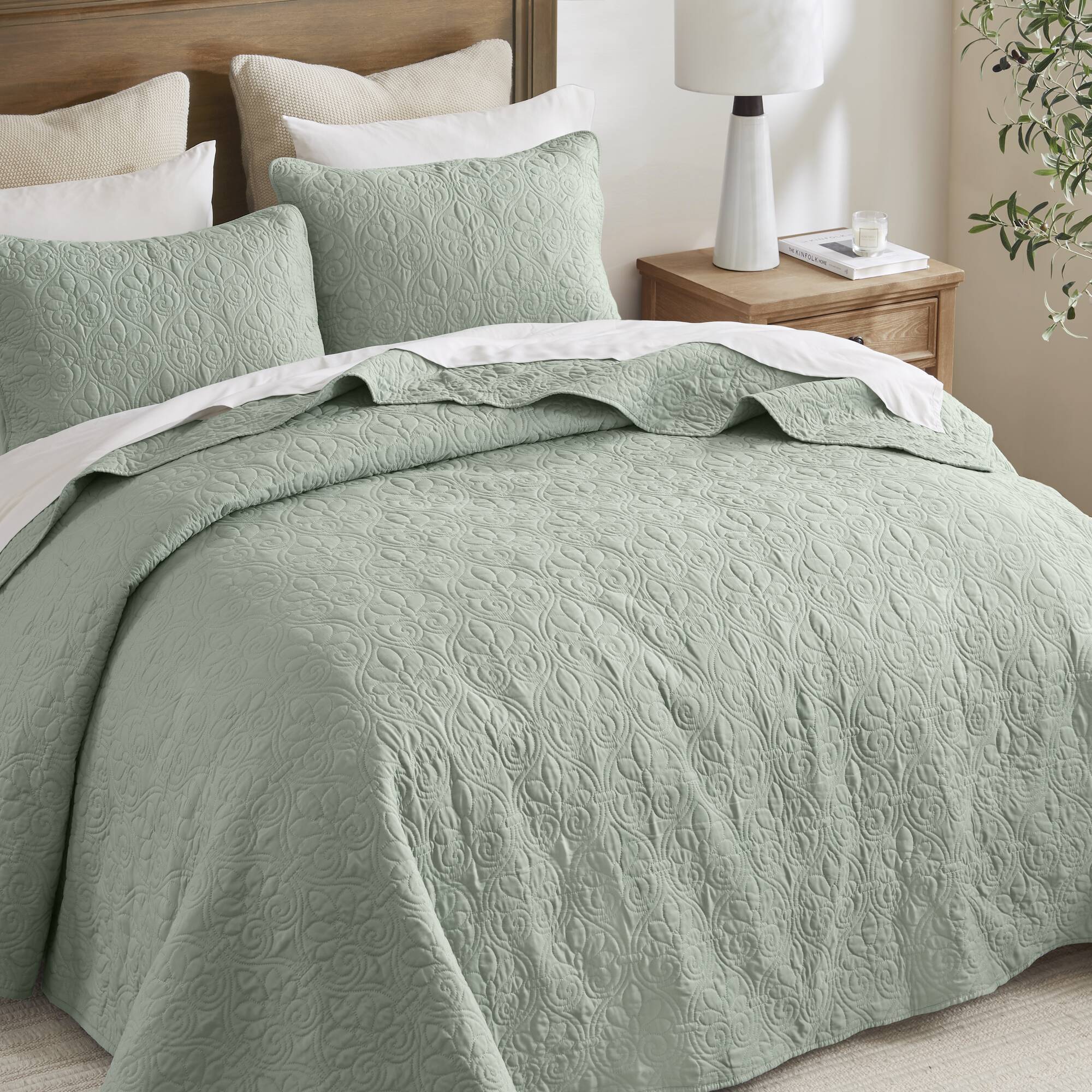 Quebec - King Reversible Bedspread Set - Seafoam