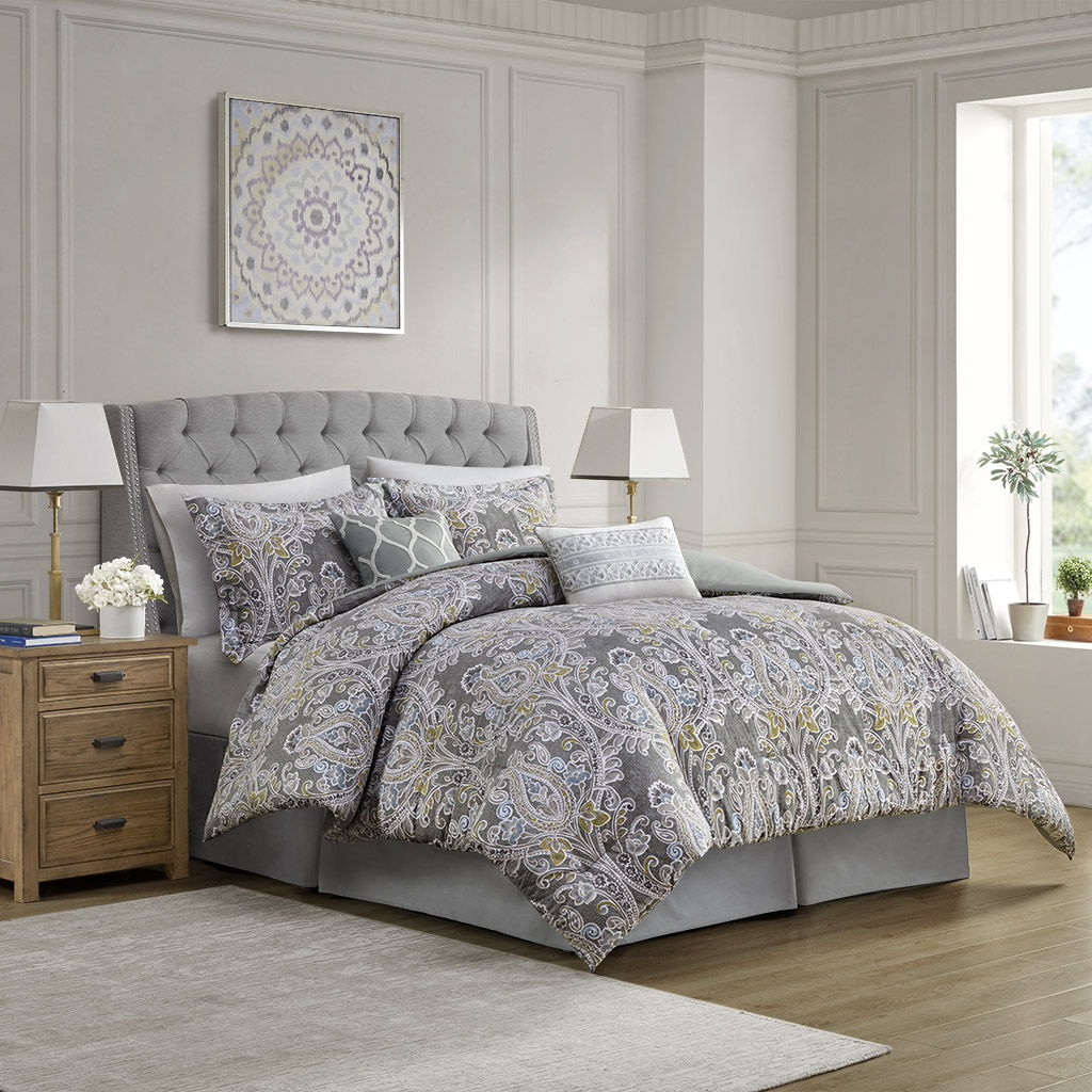 Hallie - King 6 Piece Comforter Set - Gray