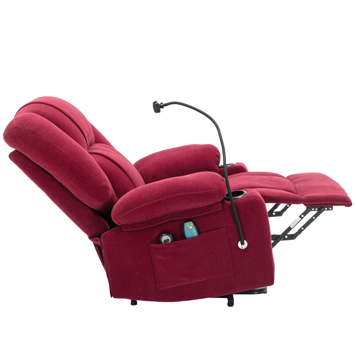 Power Lift Recliner Chair Electric Recliner for Elderly Recliner Chair with Massage and Heating Functions, Remote, Phone Holder Side Pockets and Cup Holders for Living Room, Red