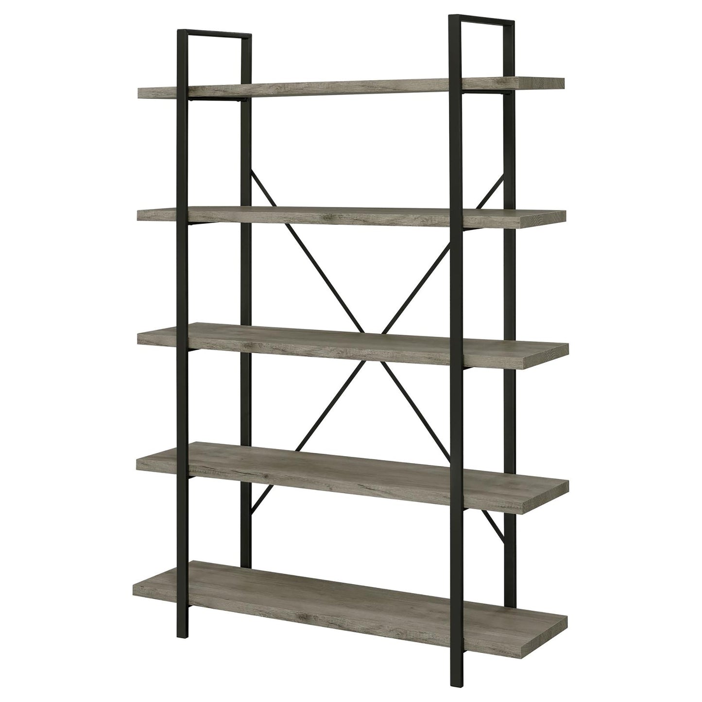 Grey Driftwood and Gunmetal 5-tier Bookcase