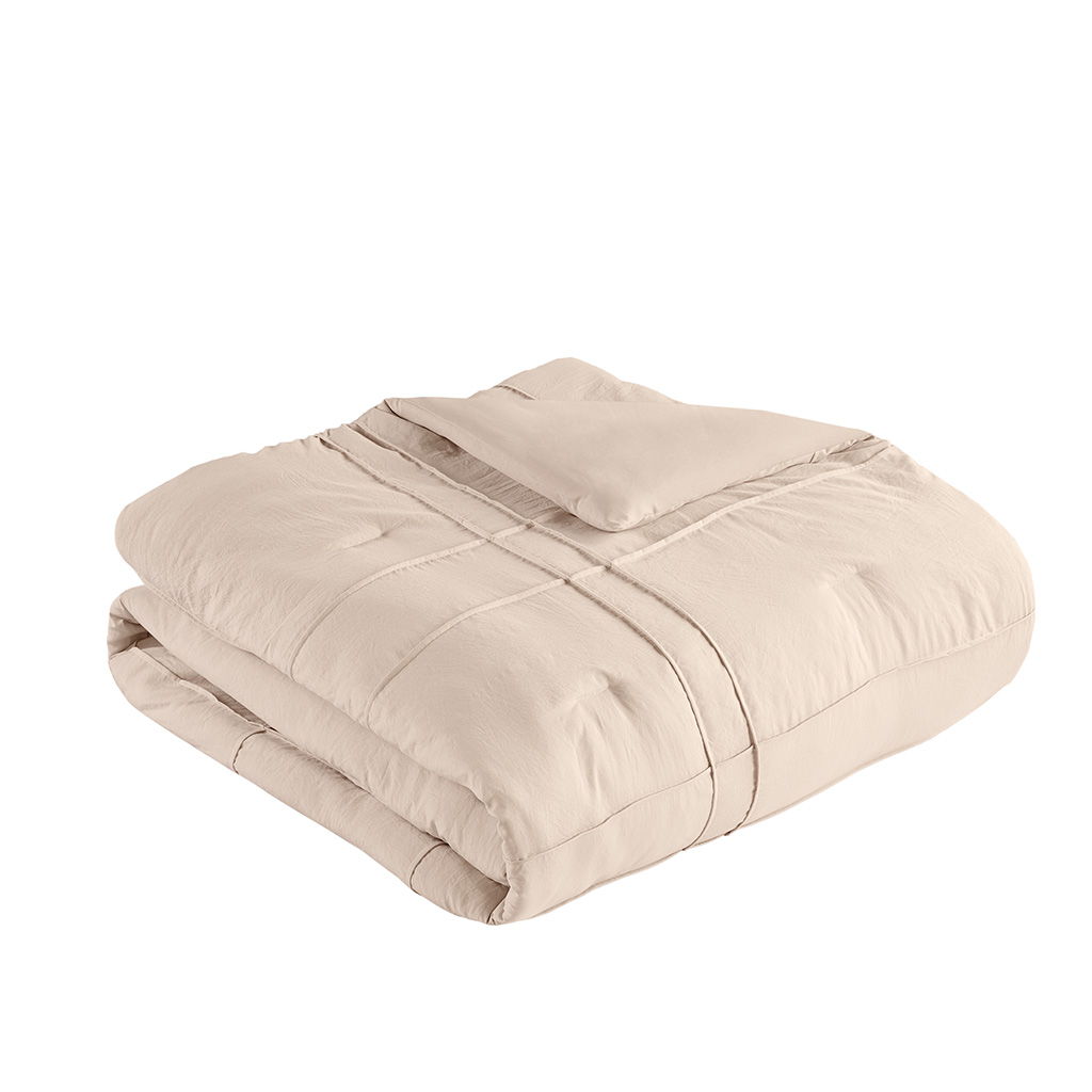 Porter - California King Soft Washed Pleated Comforter Set - Blush