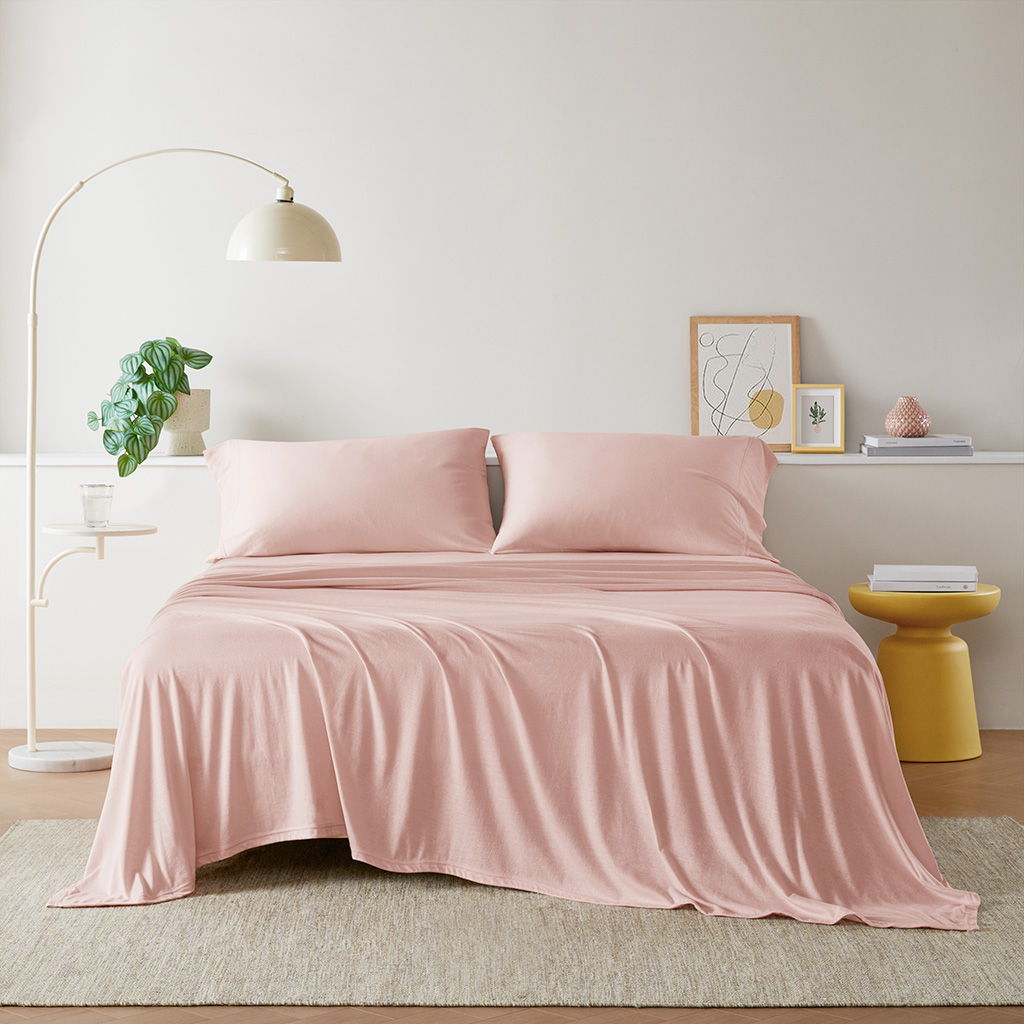 Blend Jersey Knit - 3 Piece Twin All Season Sheet Set - Blush