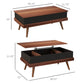 HOMCOM Lift Top Coffee Table, 39.25" Coffee Table with Hidden Compartments and Wood Legs, Walnut