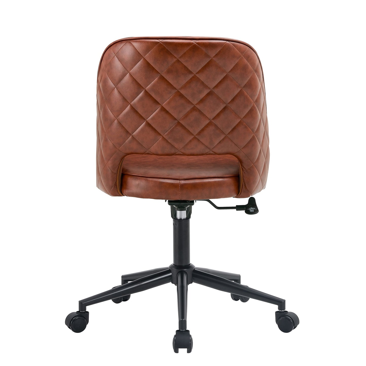 Modern home brown PU Office chair adjustable 360 ° swivel chair engineering plastic armless swivel computer chair with wheels living room bedroom office hotel dining room brown chair