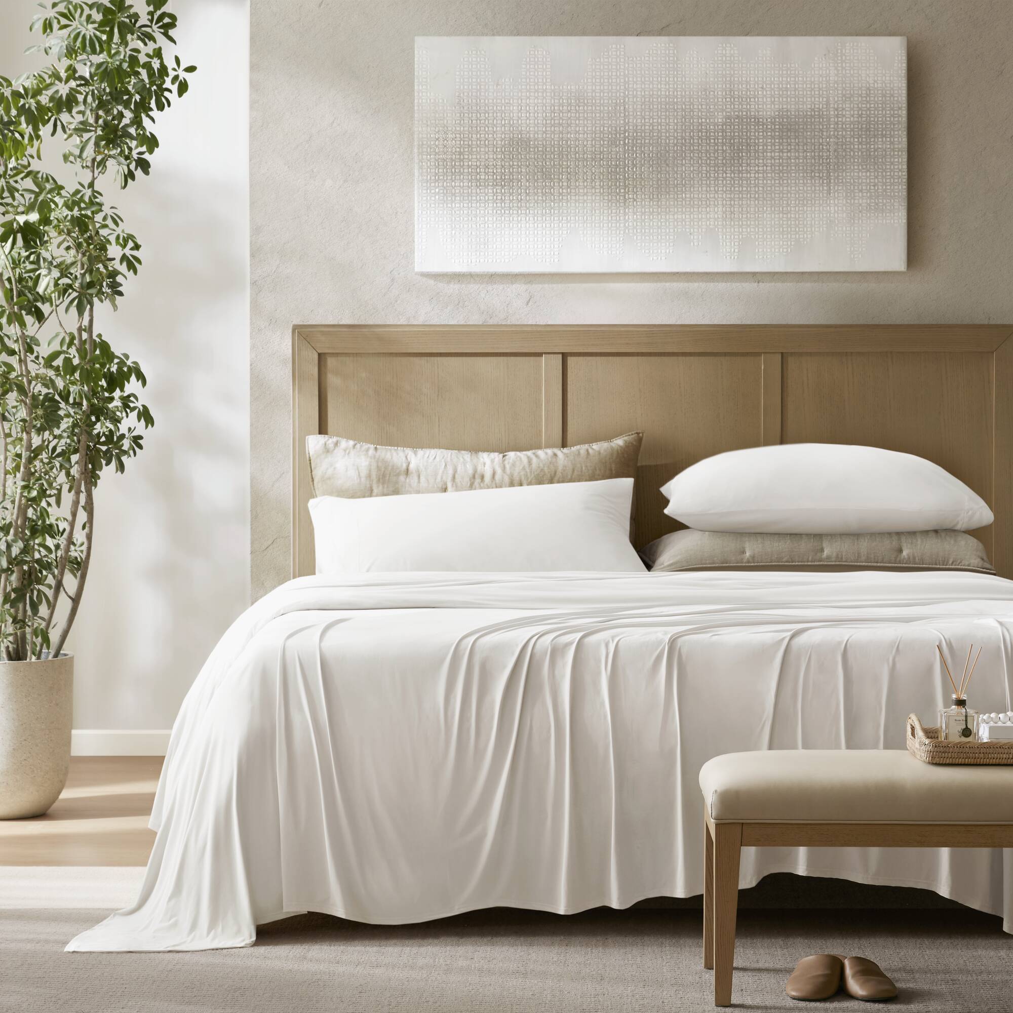 King Stretch Jersey Sheet Set - White