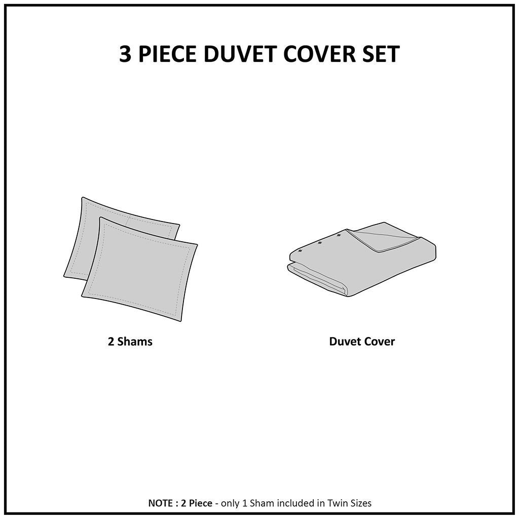 Veronica - 3 Piece Tufted Floral Duvet Cover Set - Off White