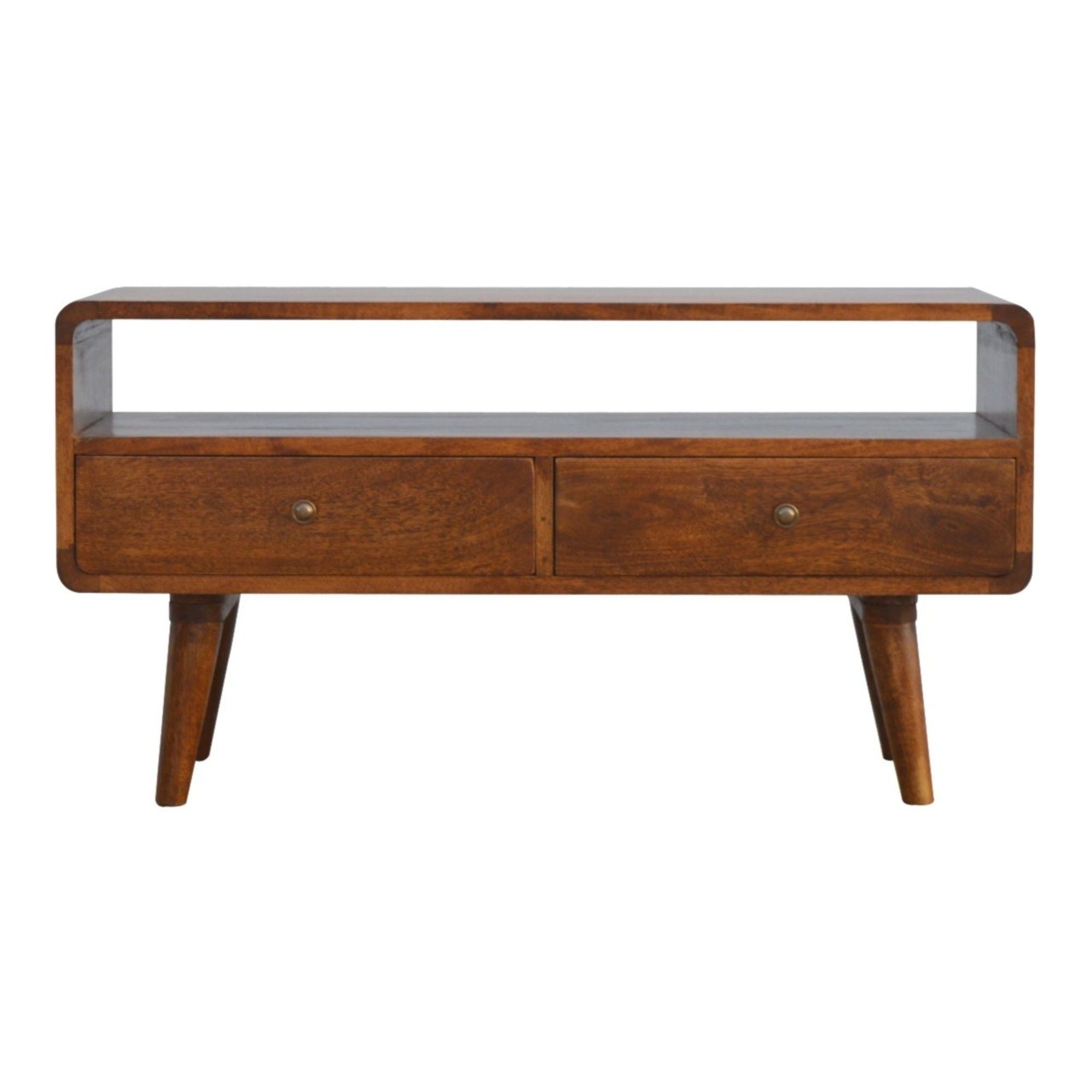 Solid Wood Curved Media Unit