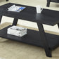 Athens Contemporary Replicated Wood Shelf Coffee Set Table in Black Finish