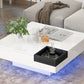 Modern Minimalist Design 31.5*31.5in Square Coffee Table with Detachable Tray and Plug-in 16-color LED Strip Lights Remote Control for Living Room( OLD SKU: WF291303AAK )