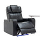 PU Leather Power Recliner Individual Seat Home Theater Recliner with Cooling Cup Holder, Bluetooth Speaker, LED Lights, USB Ports, Tray Table, Arm Storage for Living Room, Black