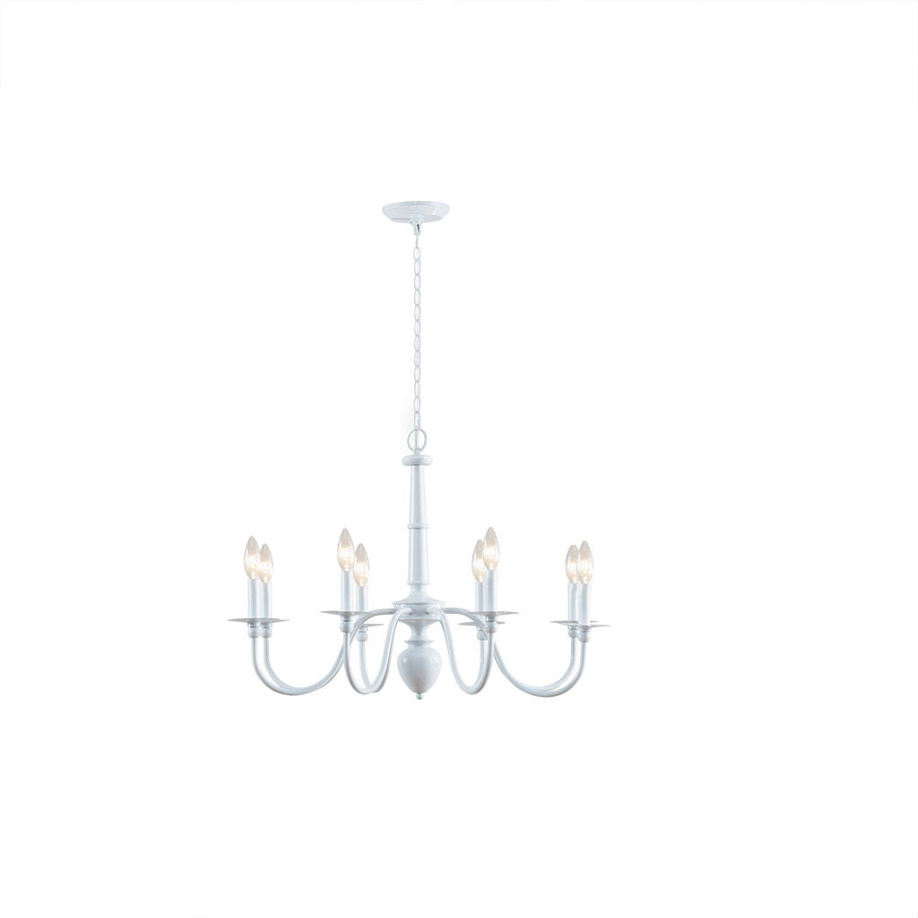 Amelia - 8-Light Traditional Metal Chandelier - Glossy White