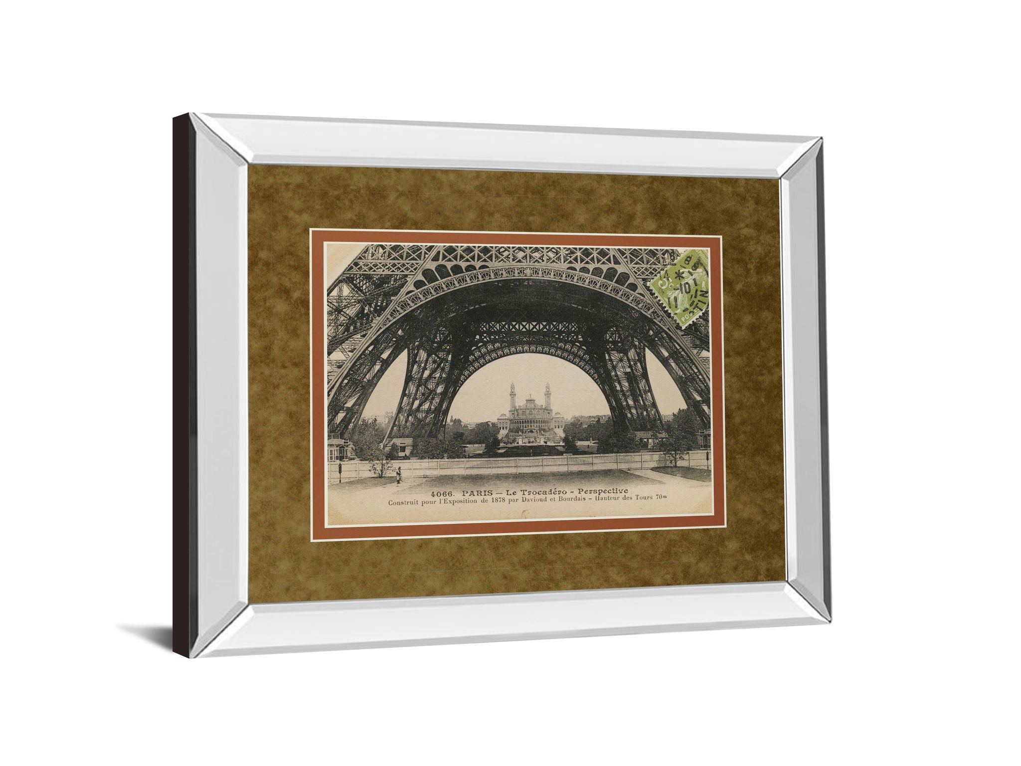 La Base De La Eifel By Wild Apple Studio - Mirror Framed Print Wall Art - Light Brown