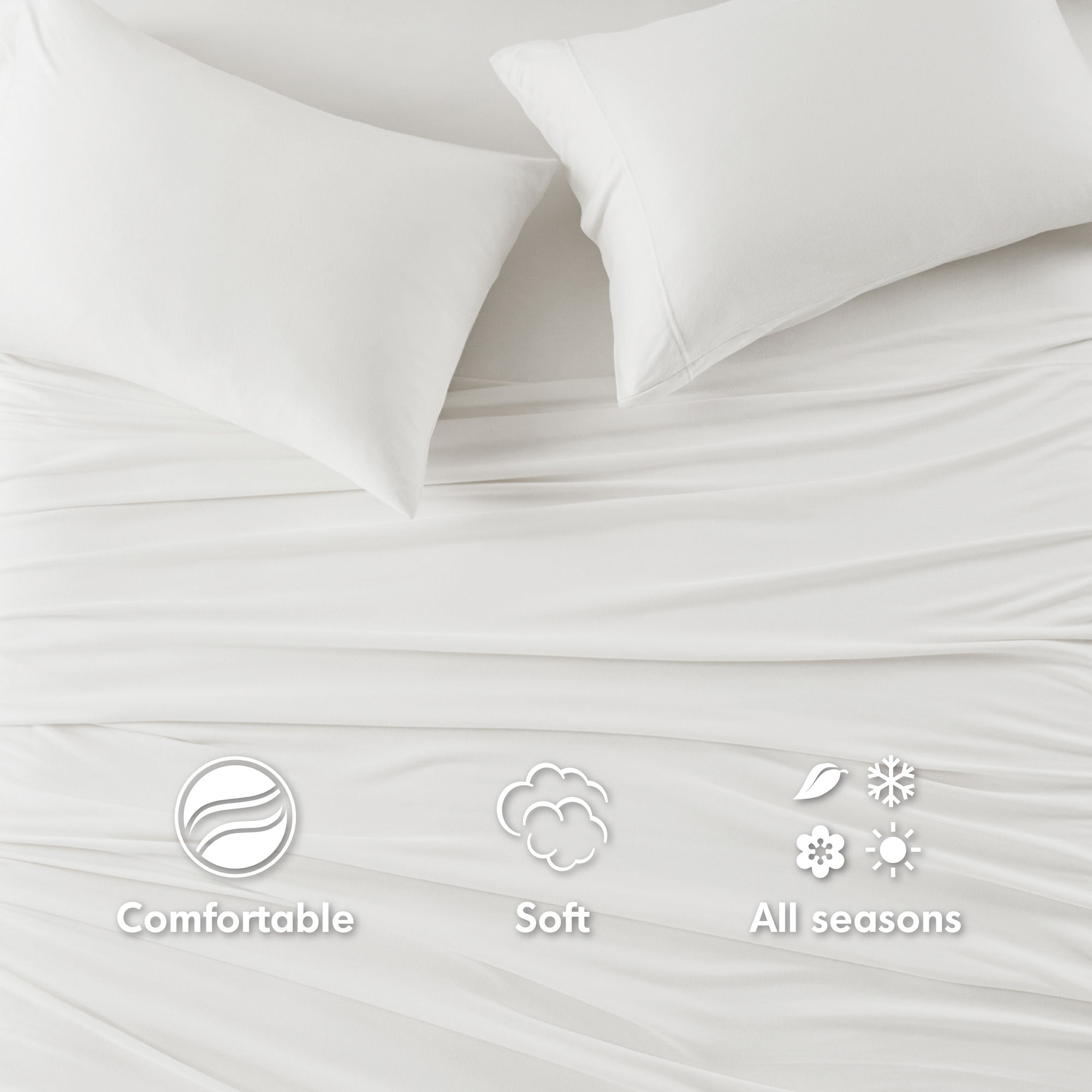 Cotton Blend Jersey Knit - Twin All Season Sheet Set - White