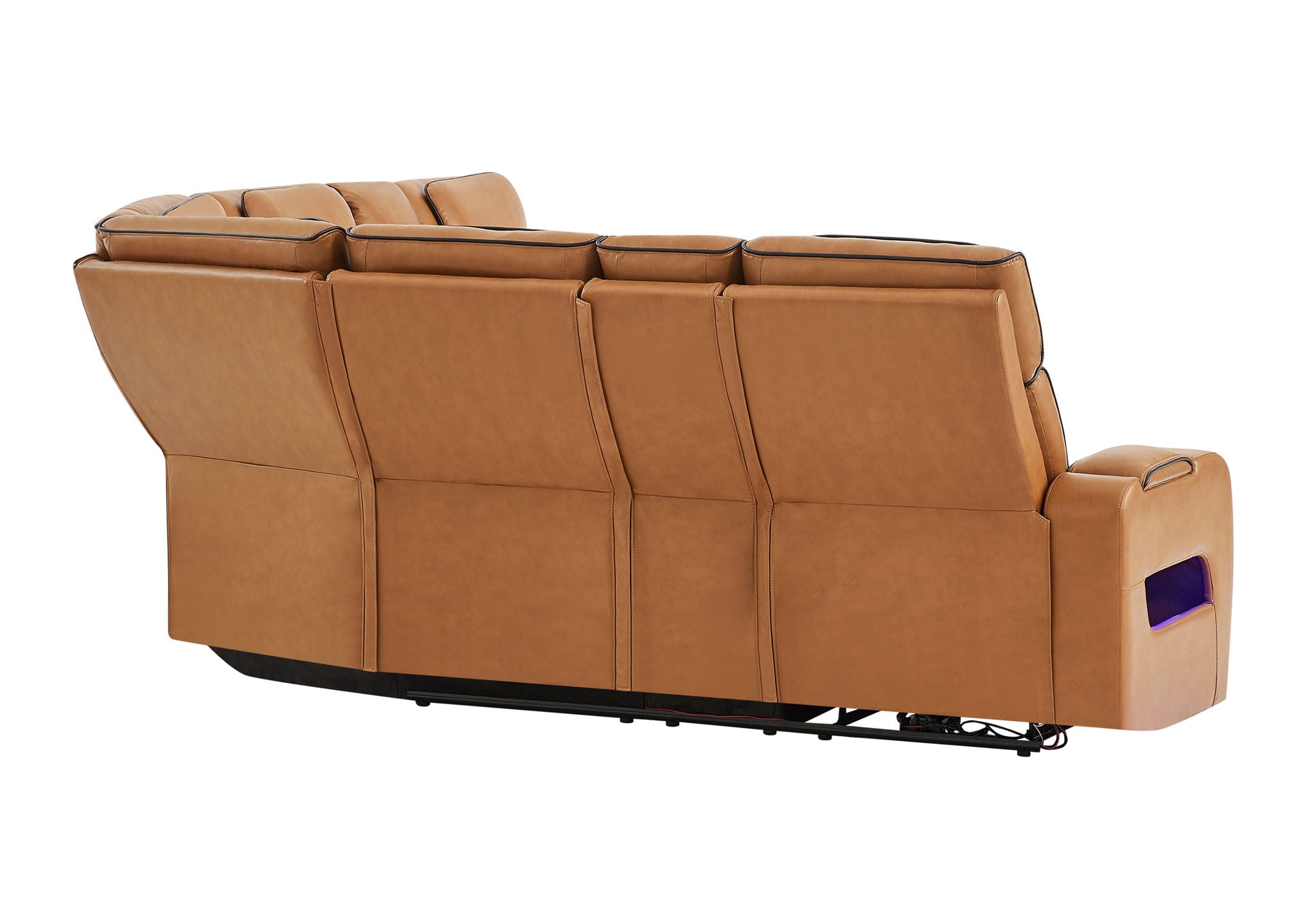 U8611 - Left Side Facing Power Console Reclining Loveseat With Power Headrest, Continuous LED And Speaker - Camel