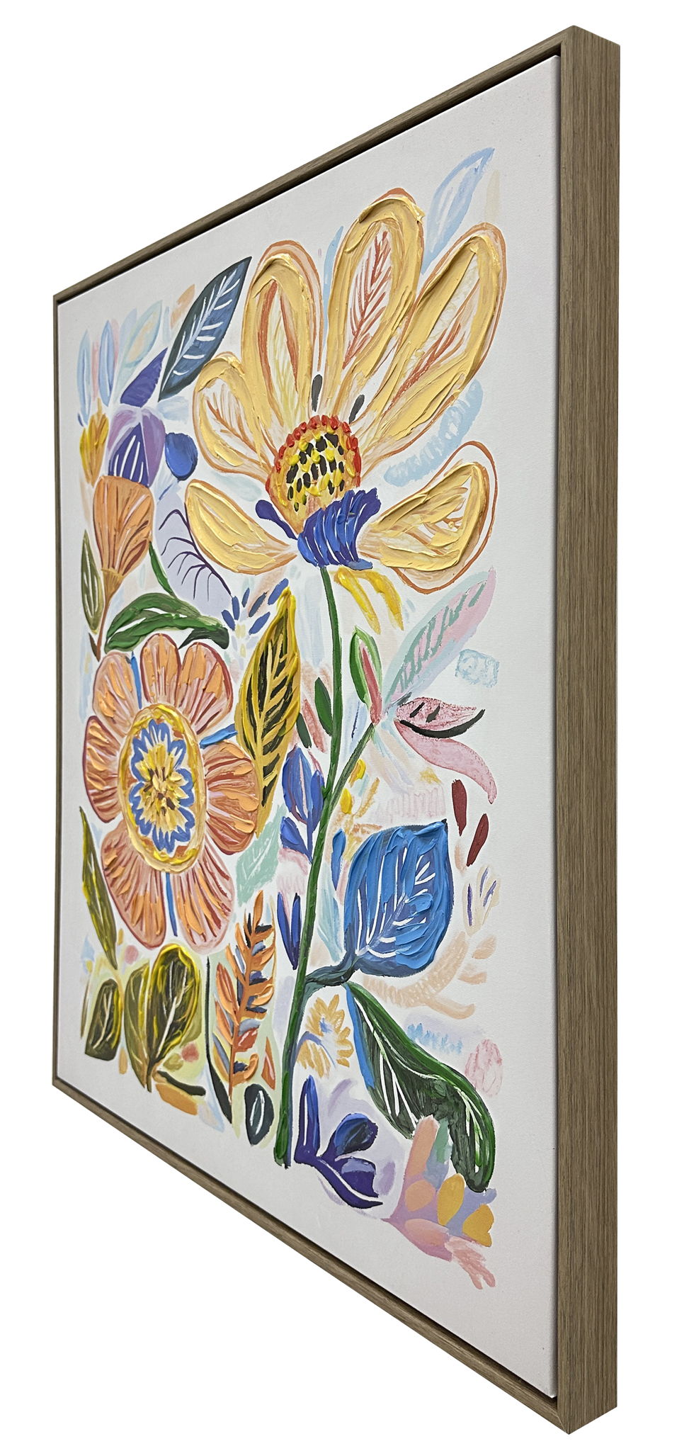 Petal Reverie I Hand-Embellished Canvas In Frame - Natural / Multicolor
