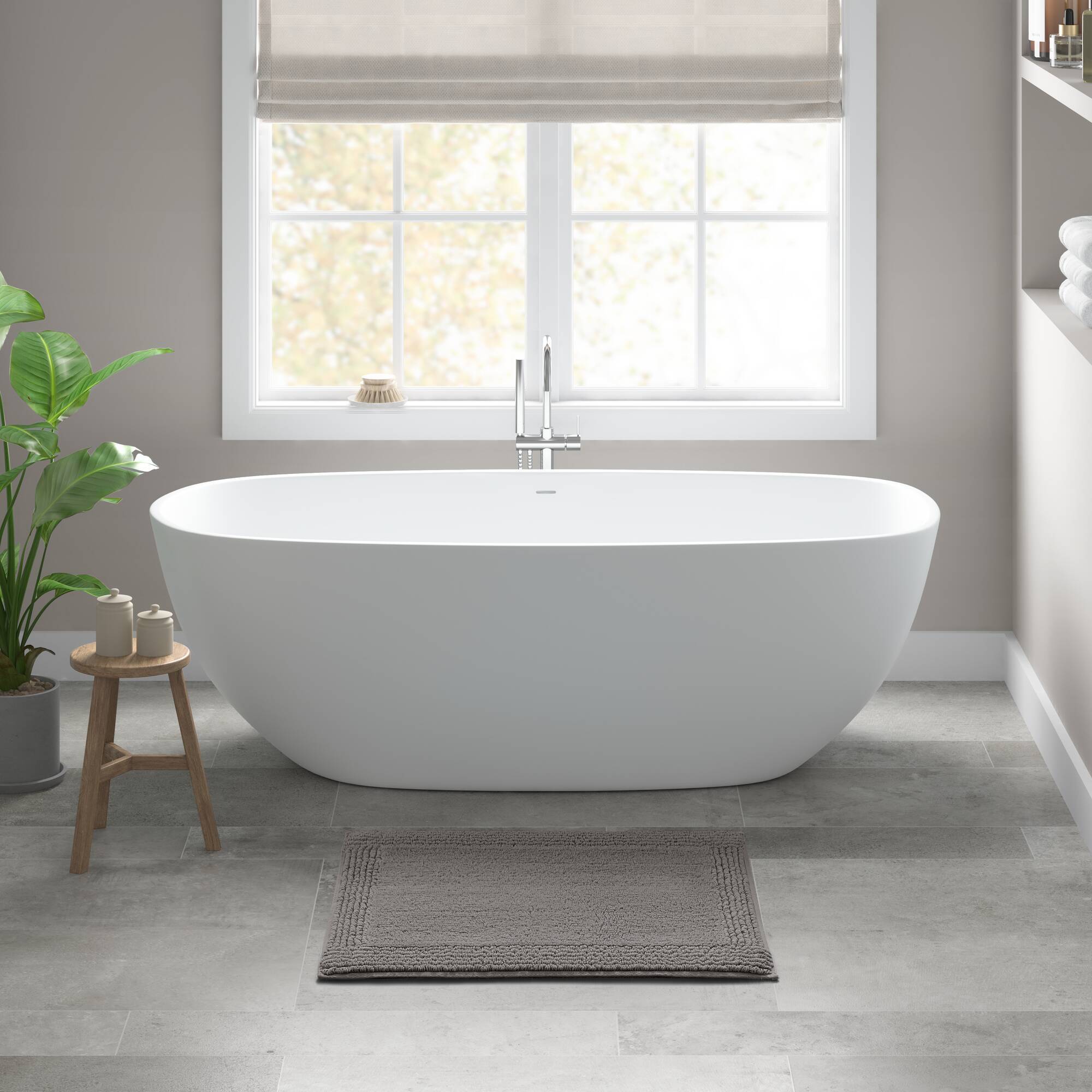 Splendor - 24" x 72" 100% Cotton Tufted 3000 GSM Reversible Bath Rug - Charcoal