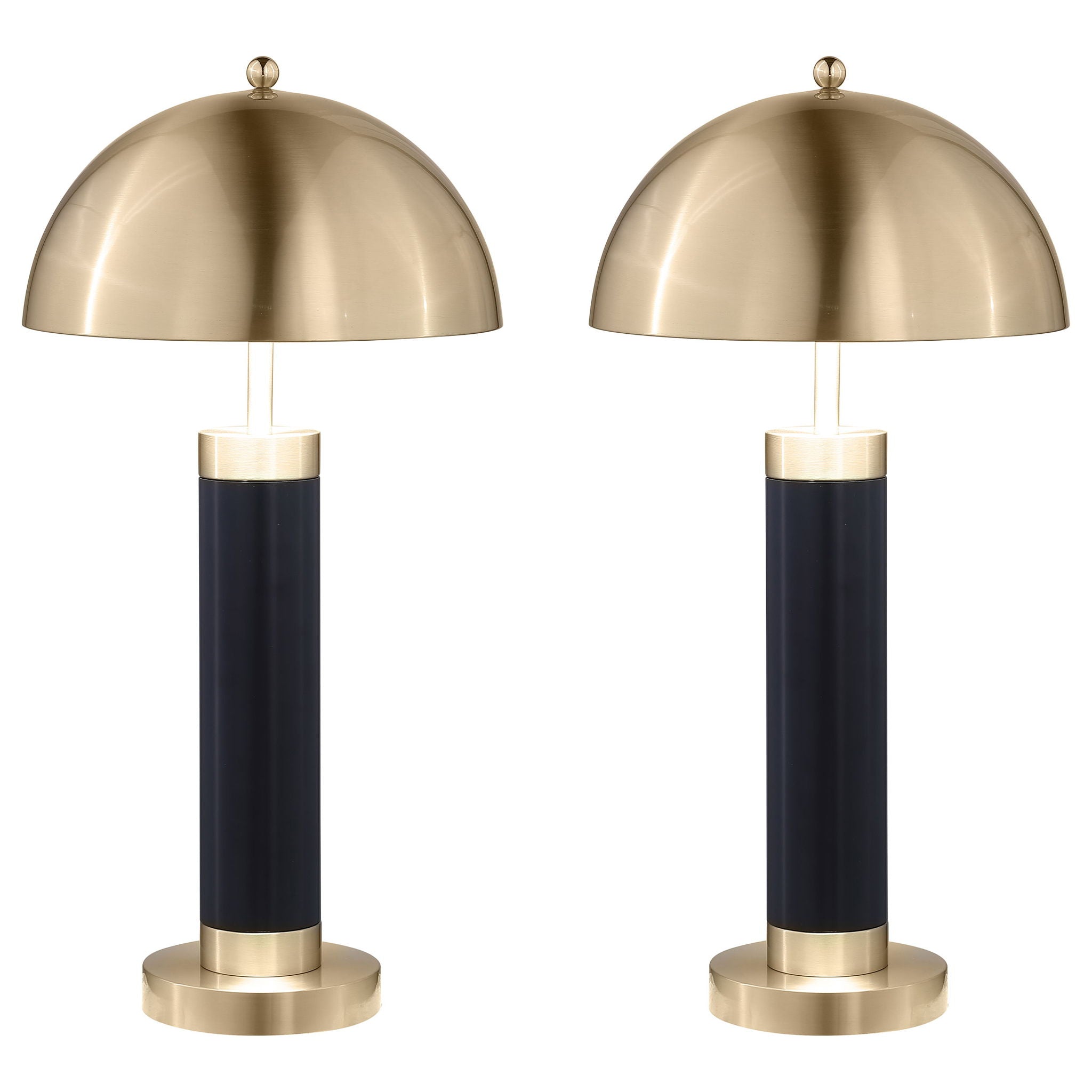 Leoch - Dome Shade Pillar Table Lamp Set With Dome - Black