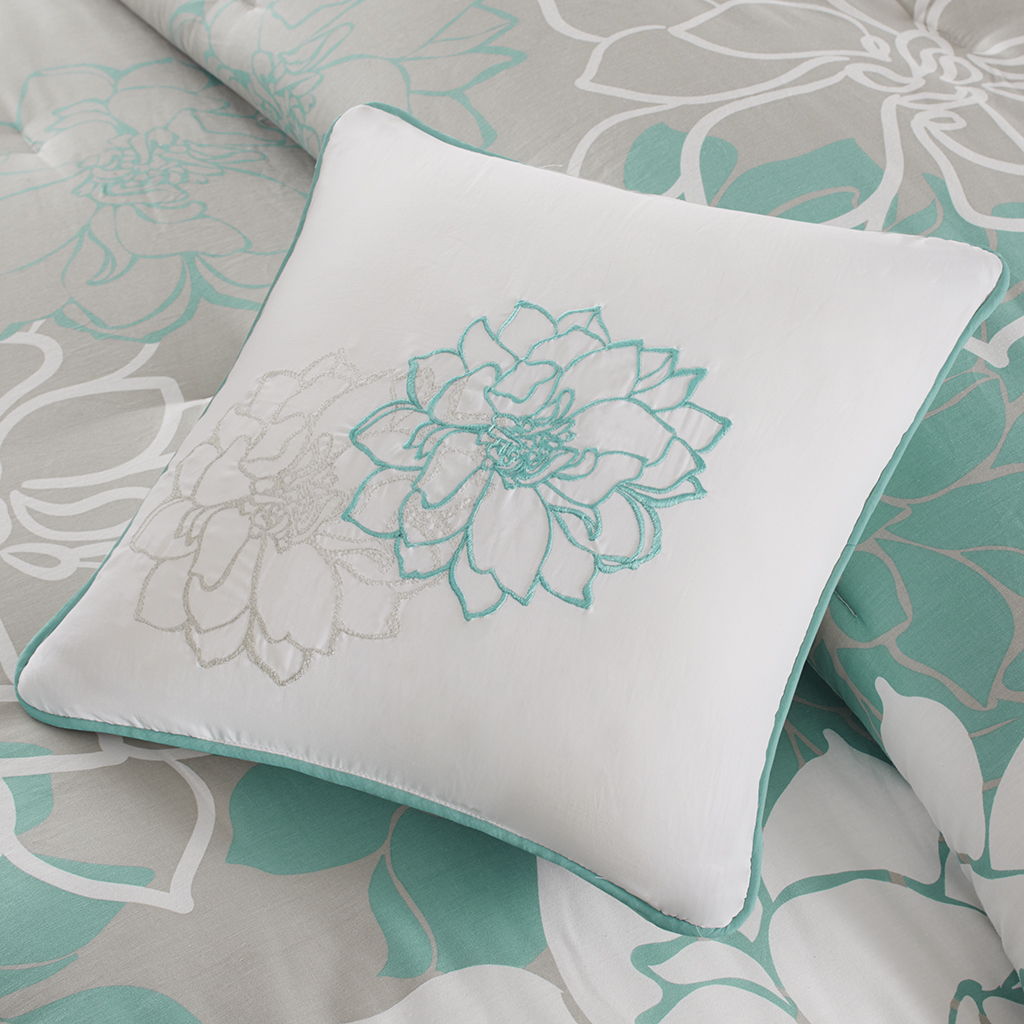 Lola - Queen Comforter Set - Aqua
