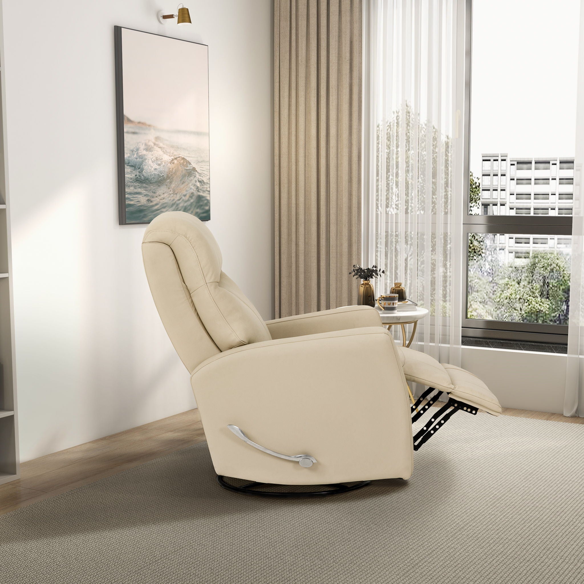 Harlow - Swivel Glider Recliner Chair - Ivory