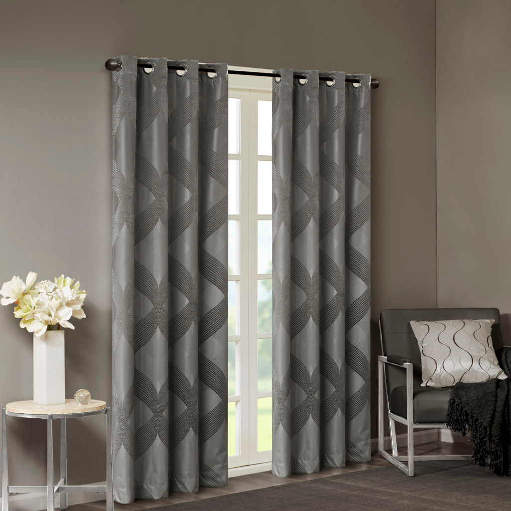 Ogee Knitted Jacquard Total Blackout Curtain Panel