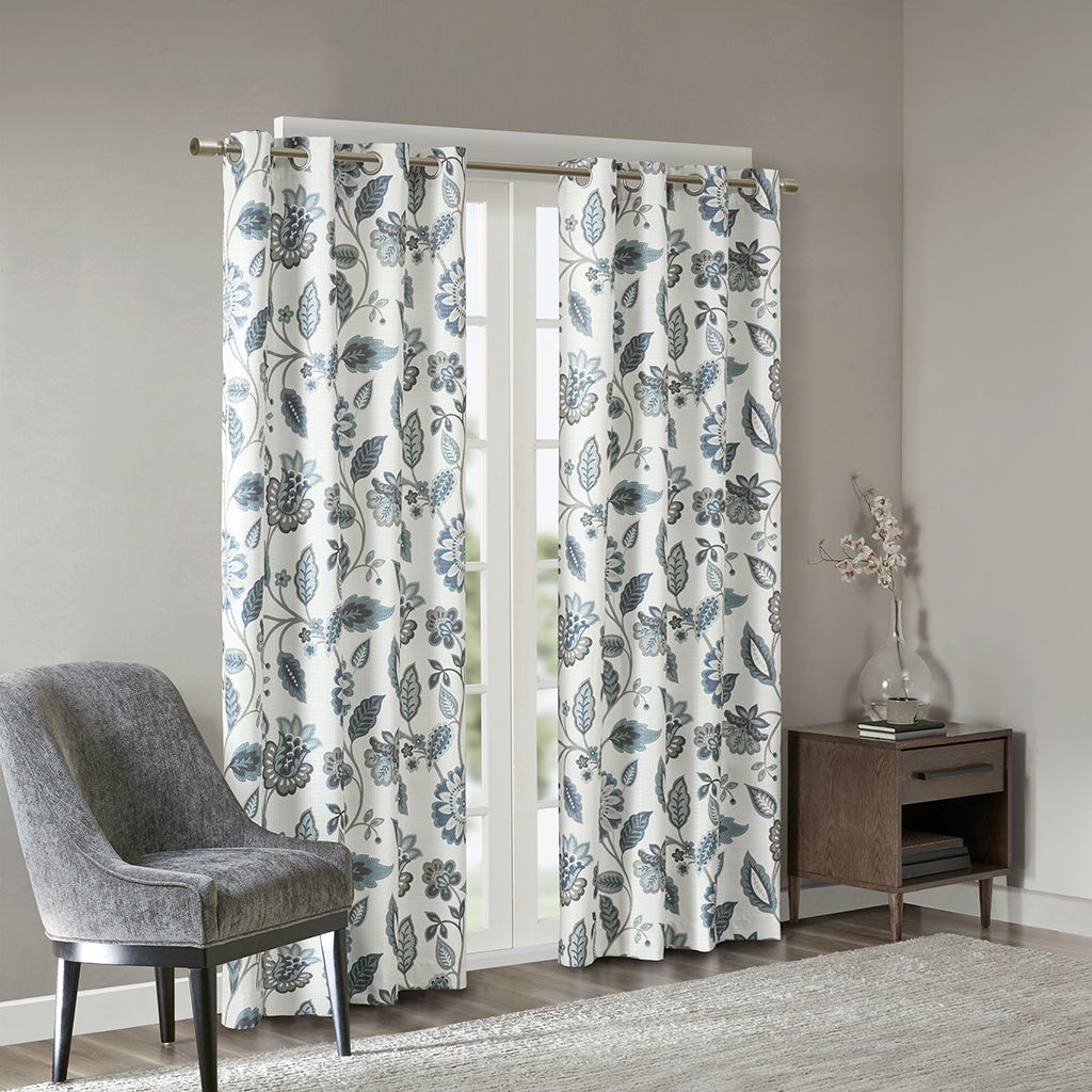 Camille - 84" Printed Room Darkening Panel - Aqua