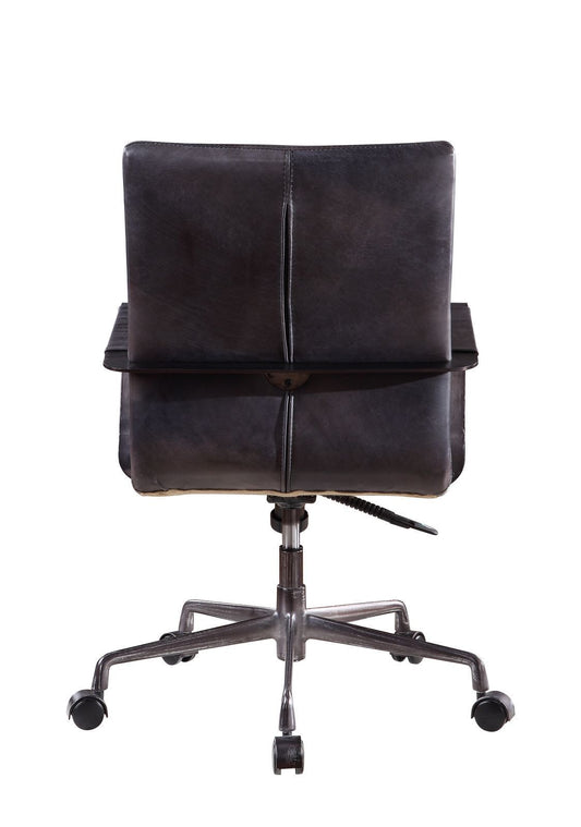 ACME Indra Office Chair, Onyx Black Top Grain Leather 92569