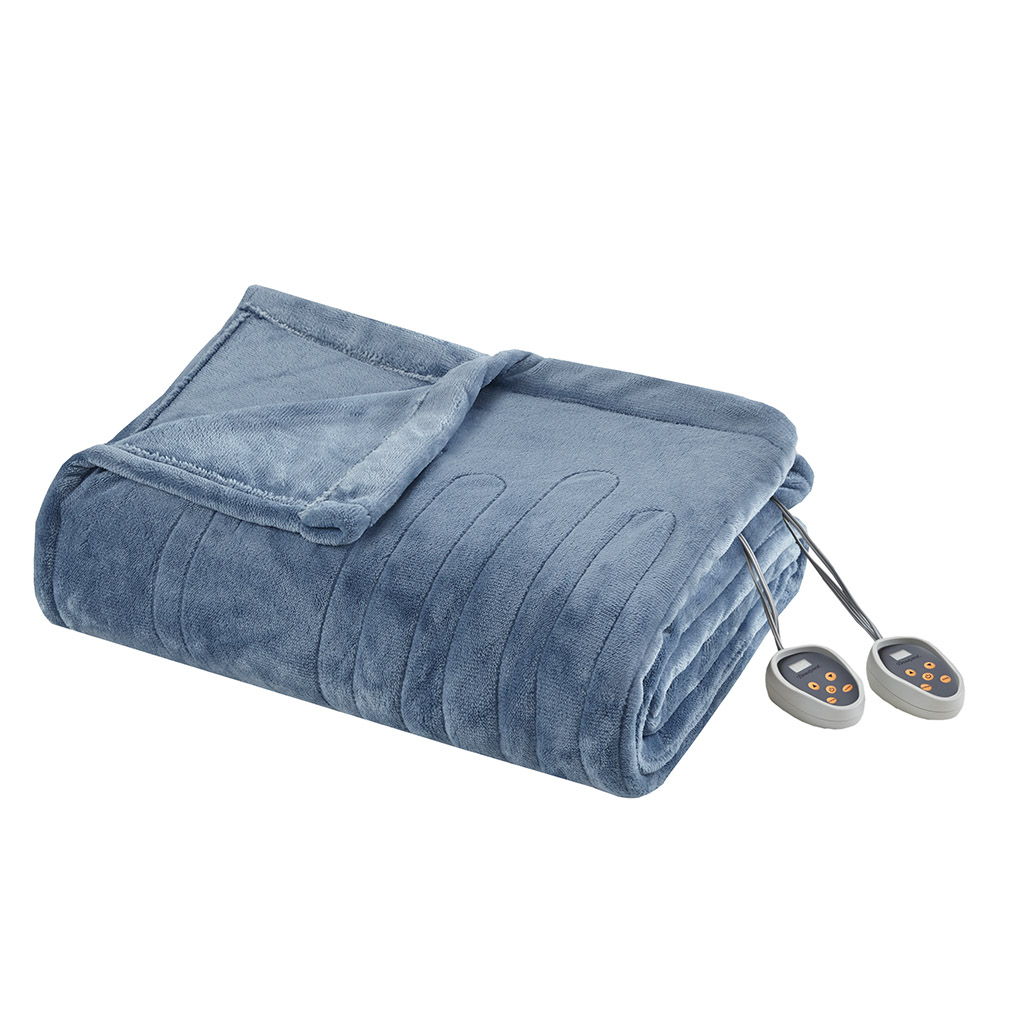 Heated Plush - King Blanket - Sapphire Blue