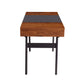 Techni Mobili  Writing Desk - Dual Side & Pull-Out Front Drawer  - Coated Grey Steel Frame - Mahogany