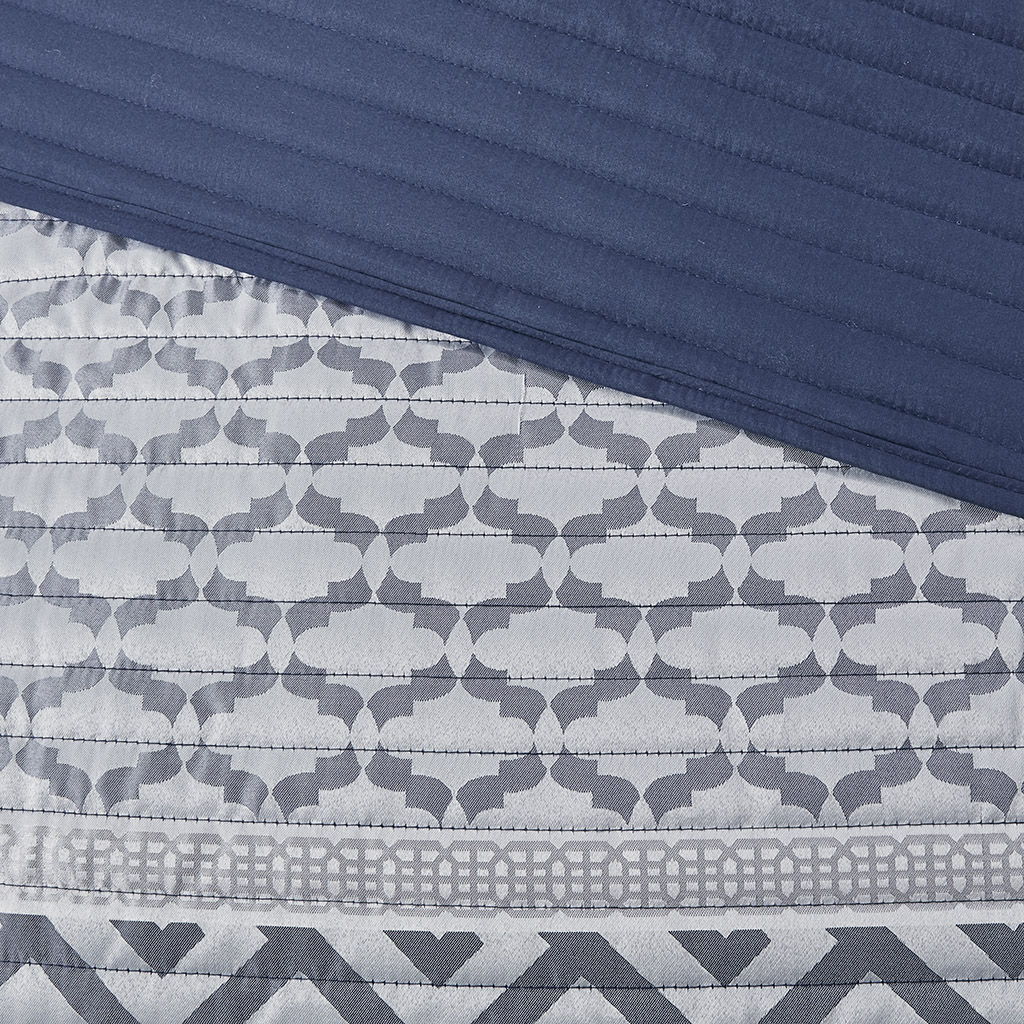 Bennett - 4 Piece Reversible Coverlet Set - Navy